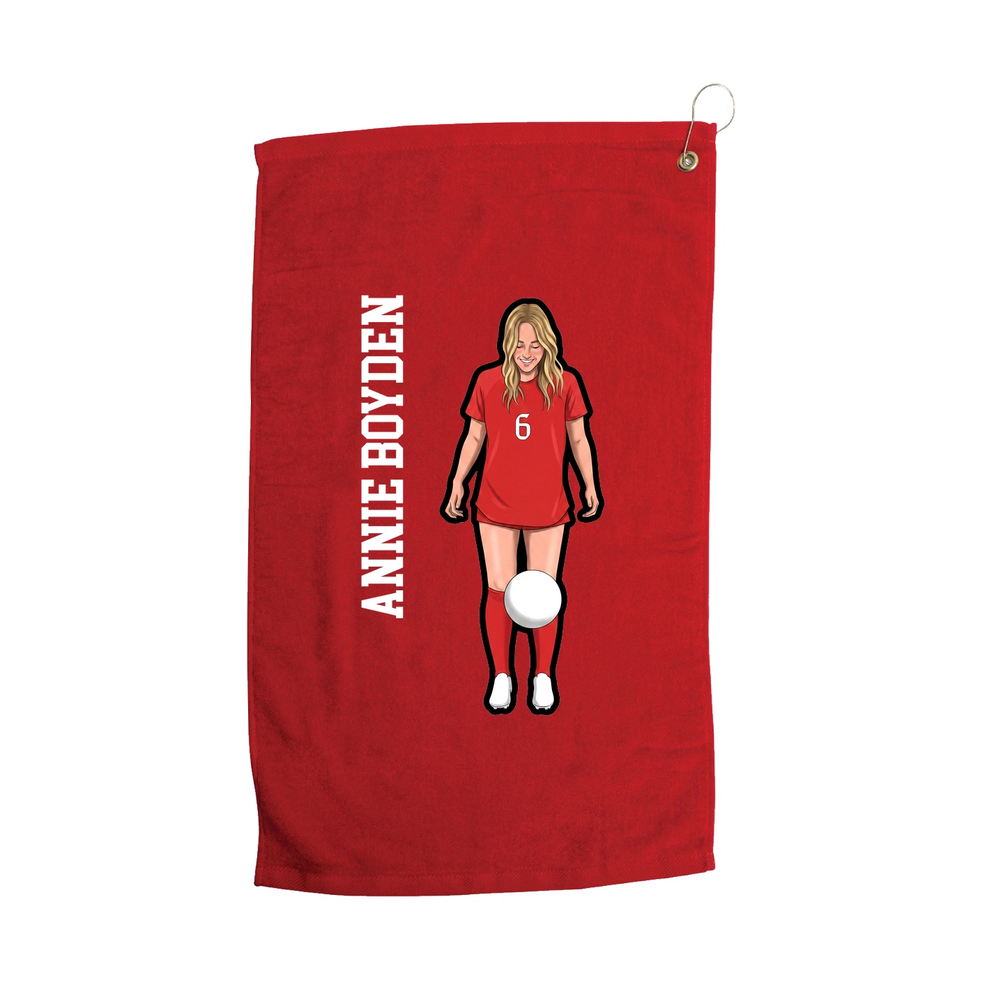 Golf Towel — Name Vertical in Red