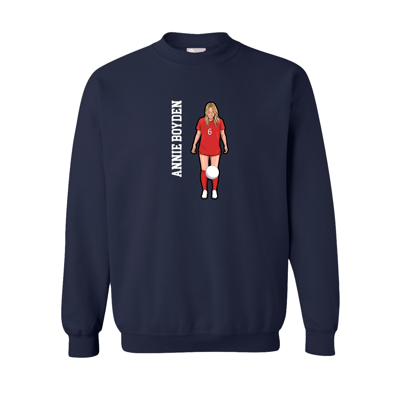 Fleece Crew — Name Vertical in Navy