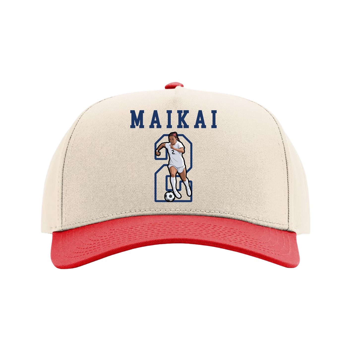 Full Fabric Five-Panel Champ Cap — Shirsey in Cream/Red