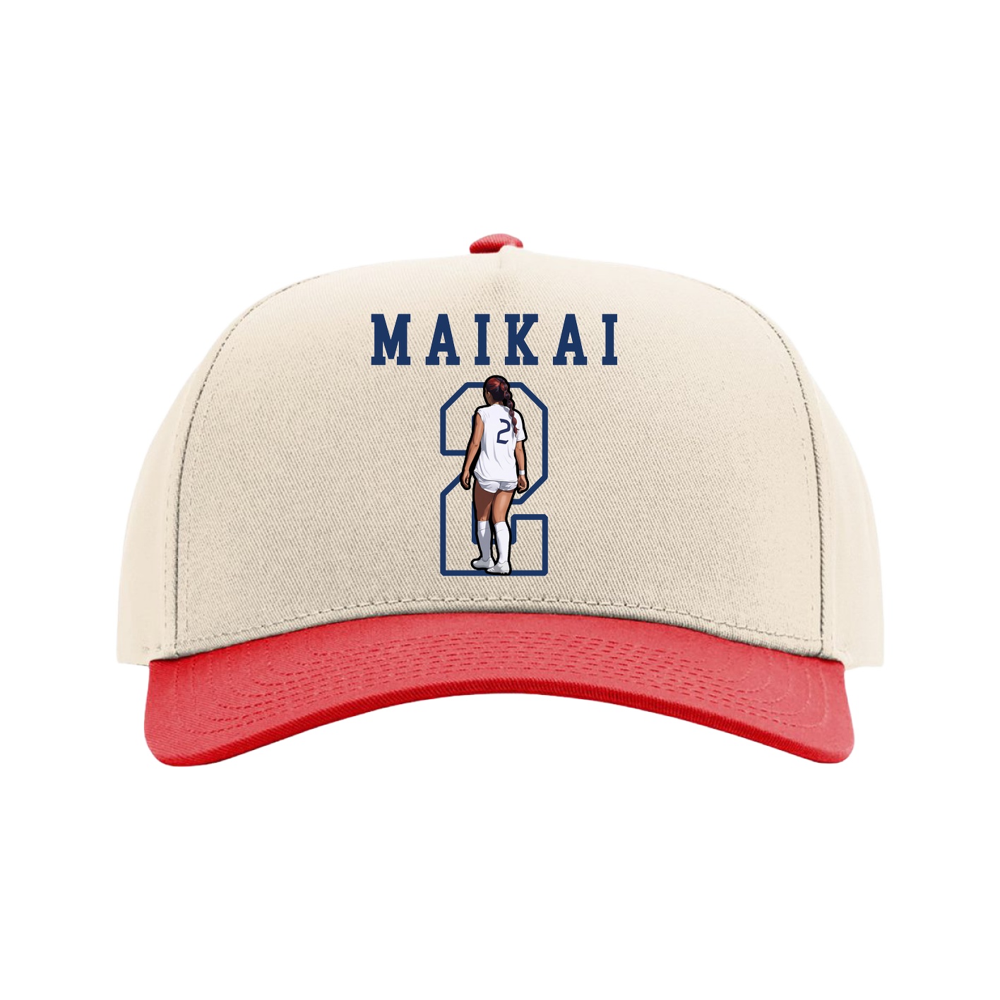 Full Fabric Five-Panel Champ Cap — Shirsey in Cream/Red