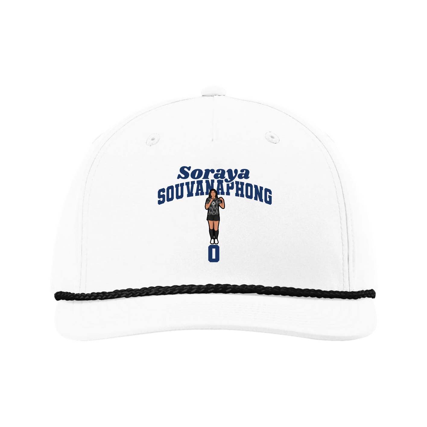 Five-Panel Classic Rope Cap — Signature Arch in White