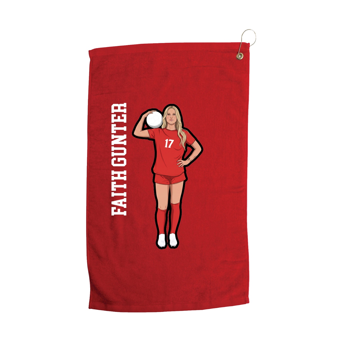 Golf Towel — Name Vertical in Red