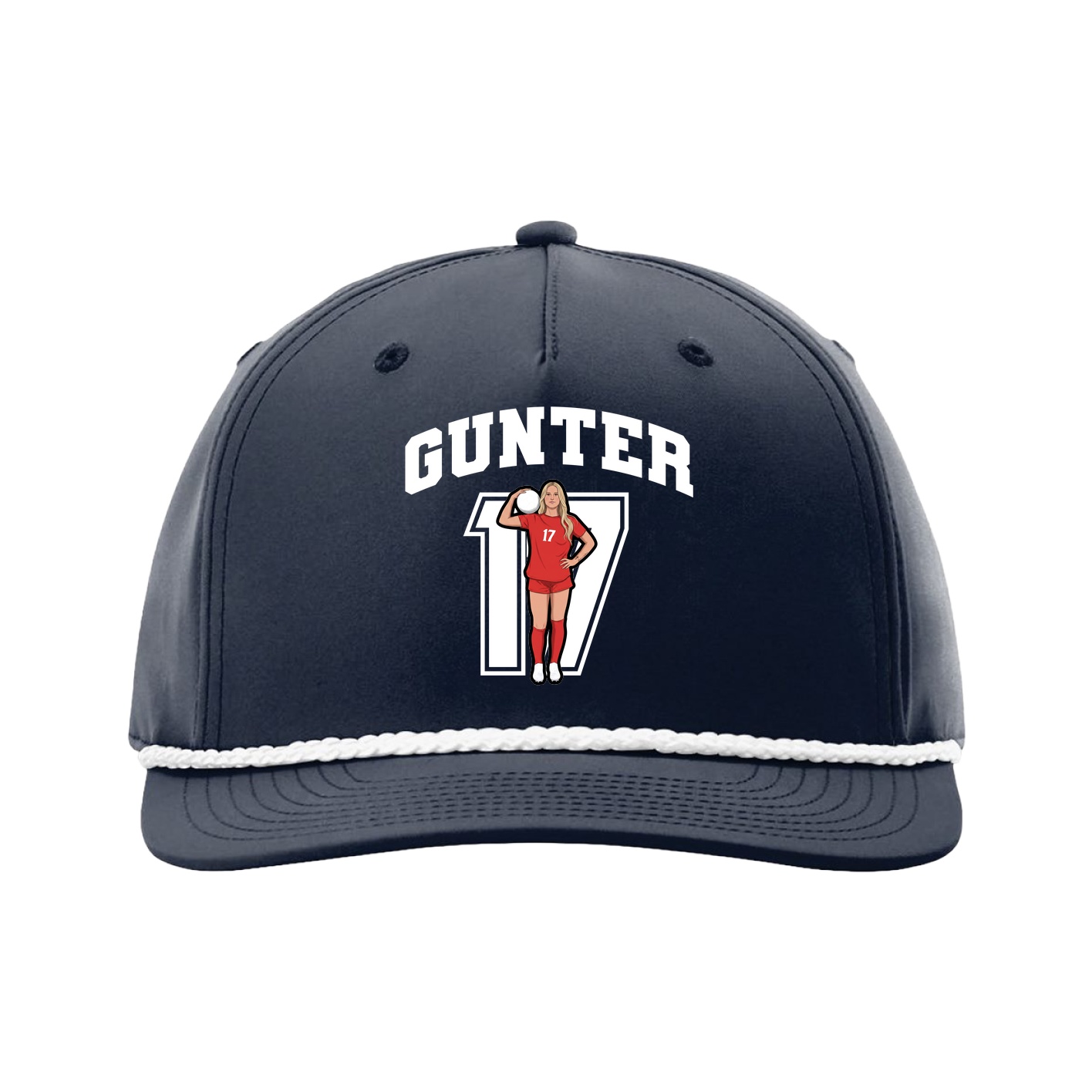 Five-Panel Classic Rope Cap — Number in Navy