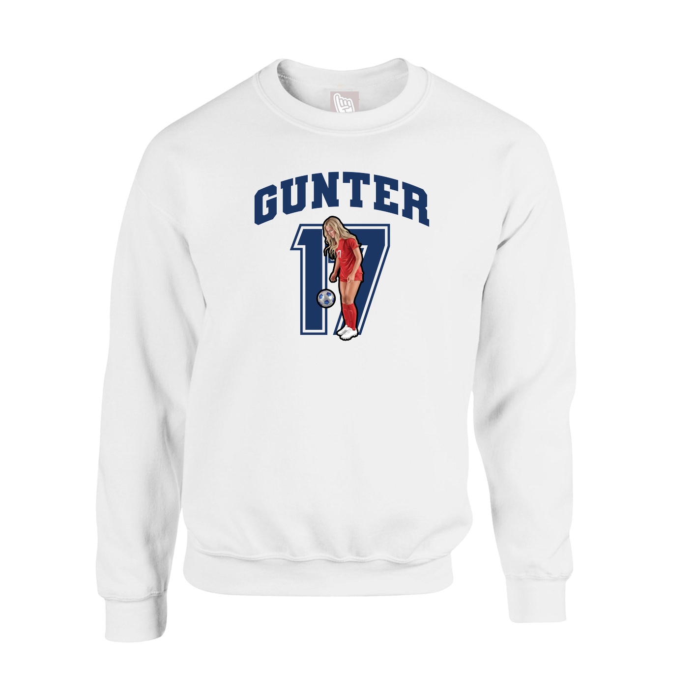 Fleece Crew — Number in White