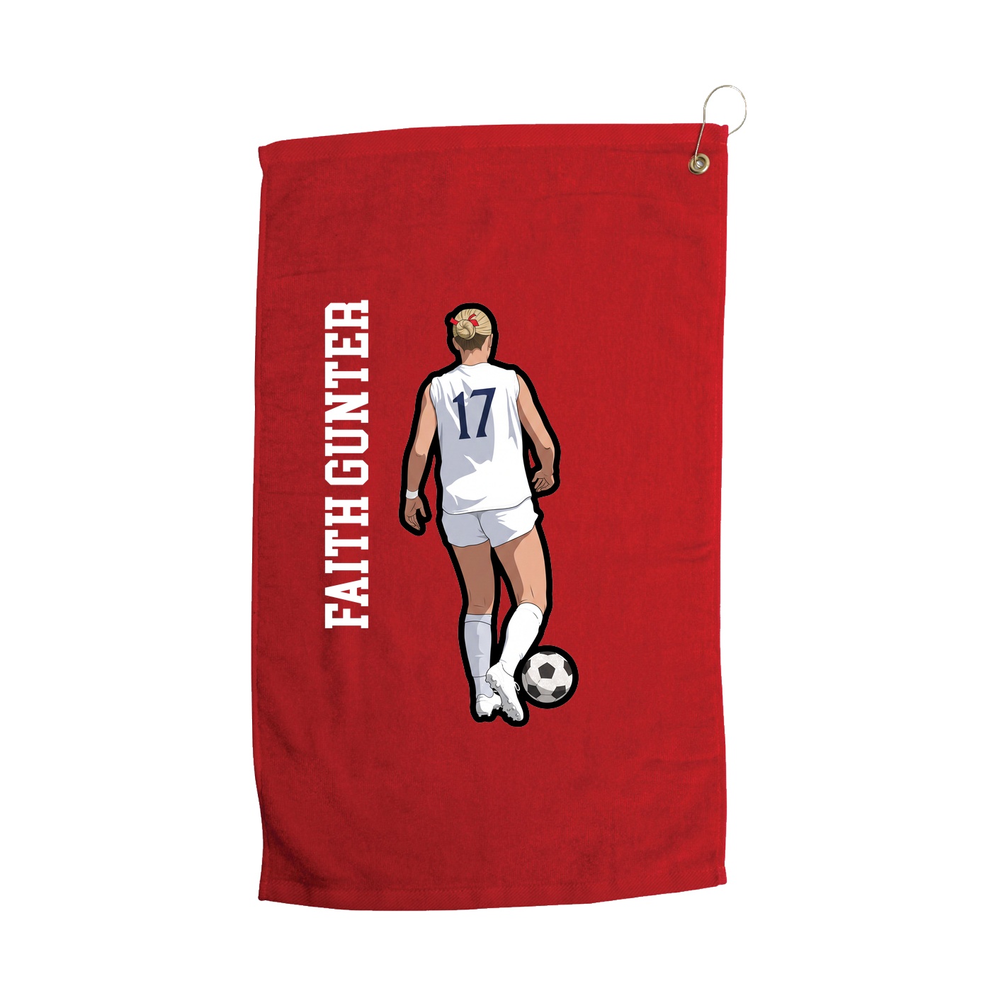 Golf Towel — Name Vertical in Red