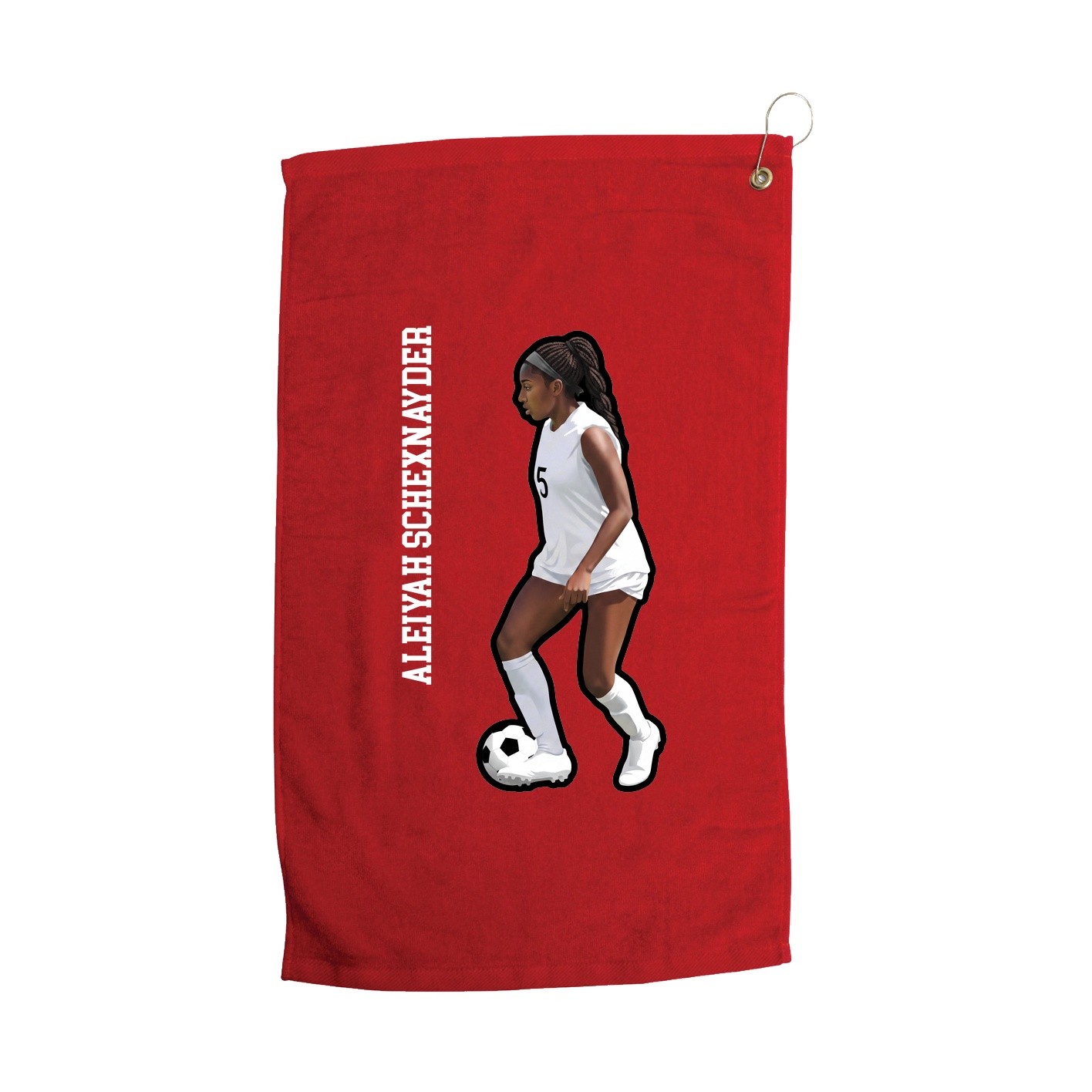 Golf Towel — Name Vertical in Red