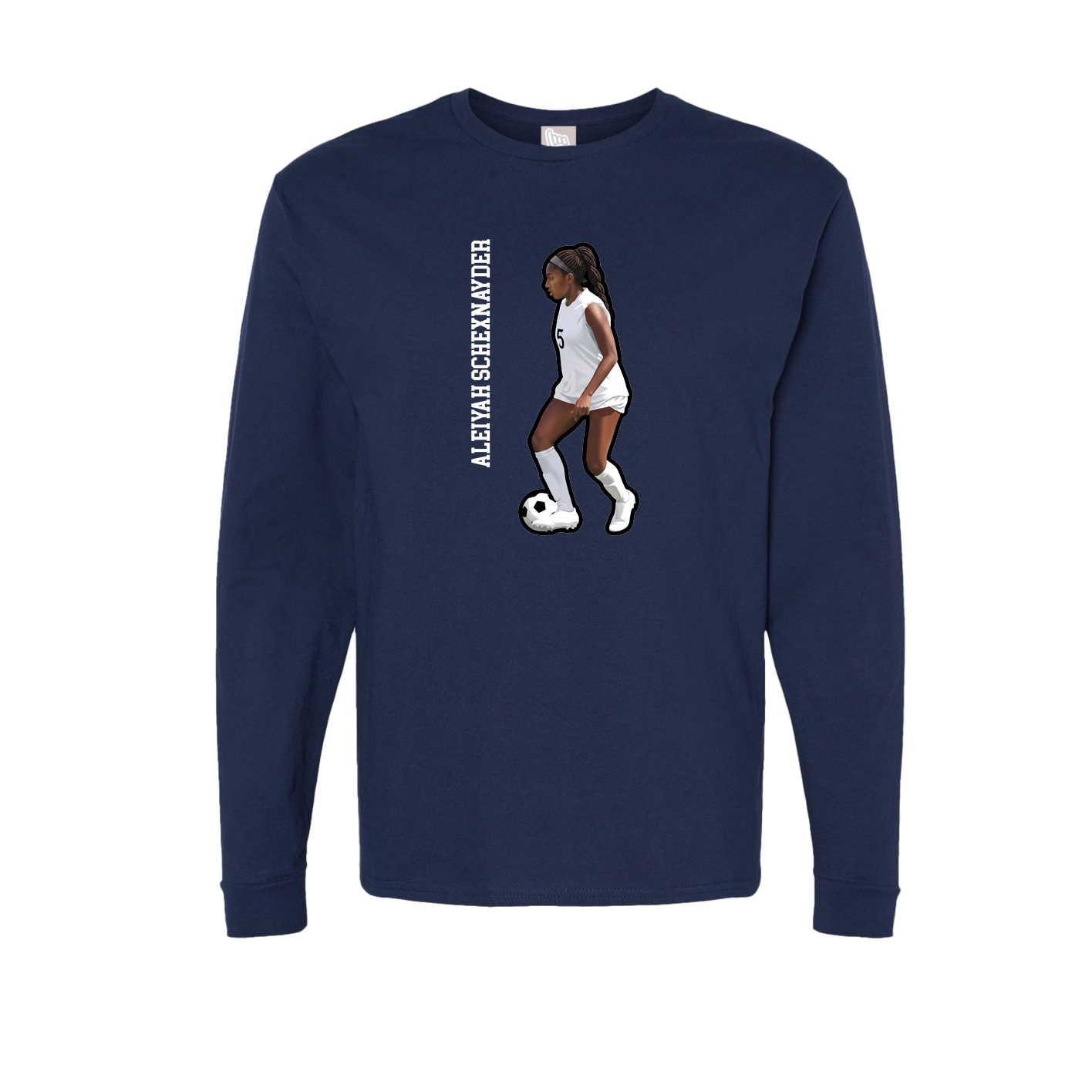 Long Sleeve Tee — Name Vertical in Navy