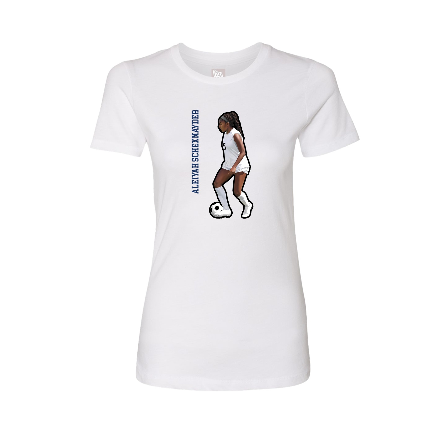 Fitted Women's Tee — Name Vertical in White