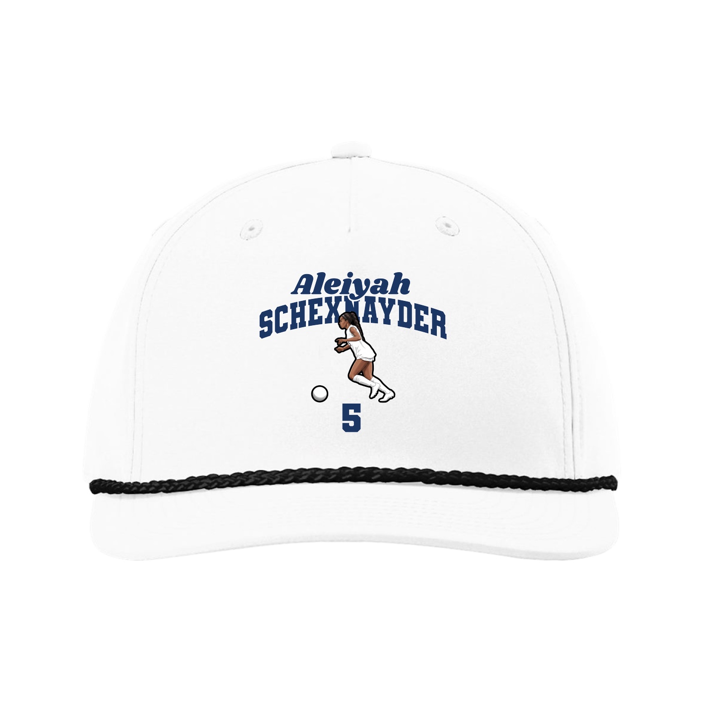 Five-Panel Classic Rope Cap — Signature Arch in White