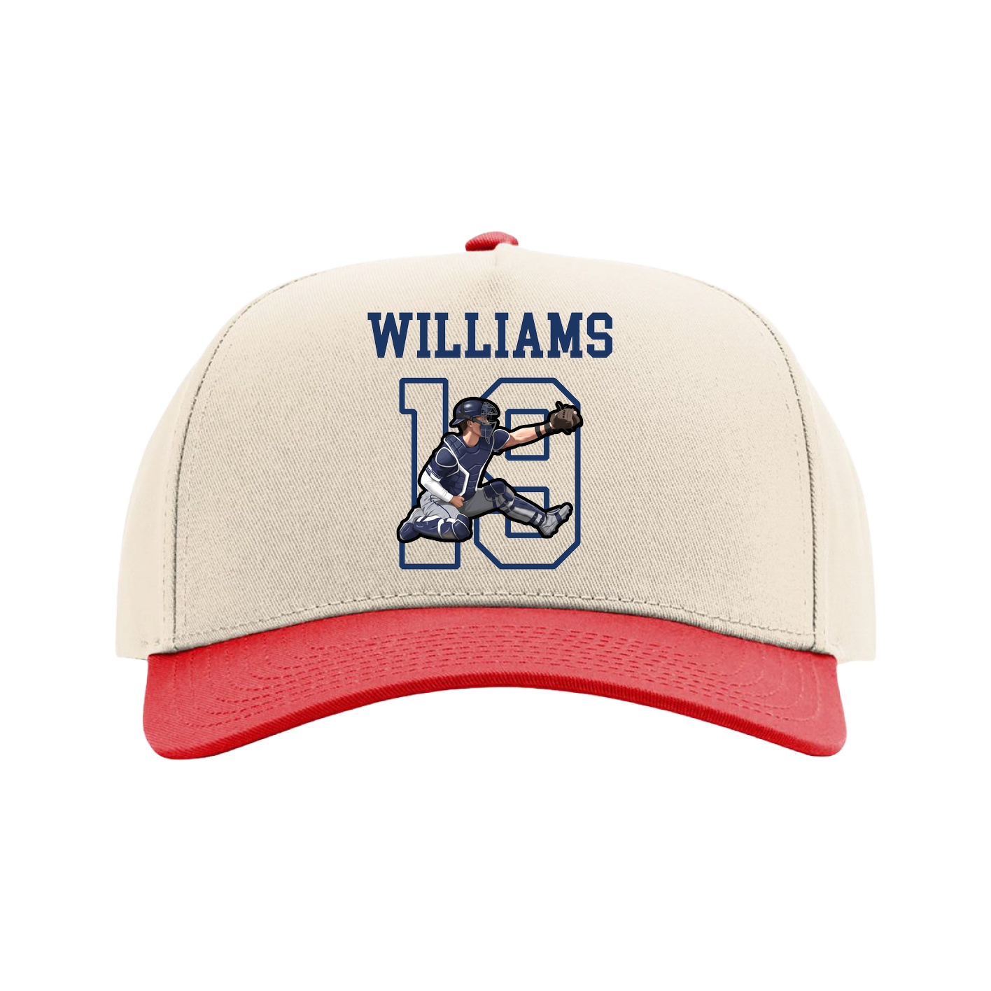 Full Fabric Five-Panel Champ Cap — Shirsey in Cream/Red