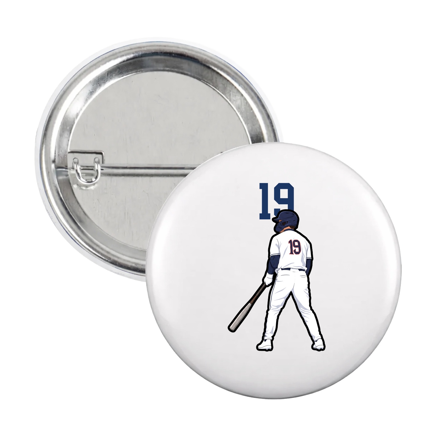 Game Day Button — Number Top in White