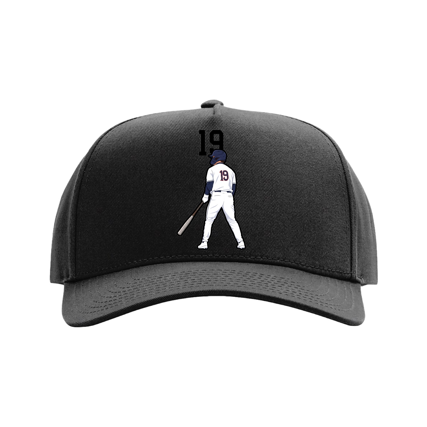 Full Fabric Five-Panel Champ Cap — Number Top in Black