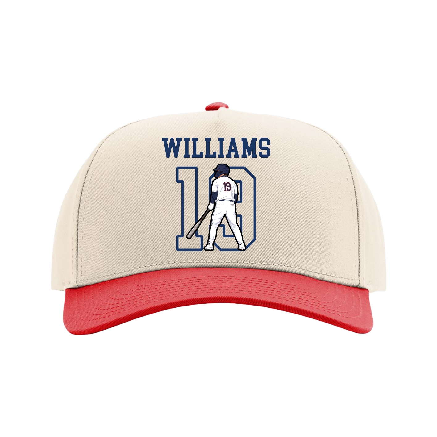 Full Fabric Five-Panel Champ Cap — Shirsey in Cream/Red