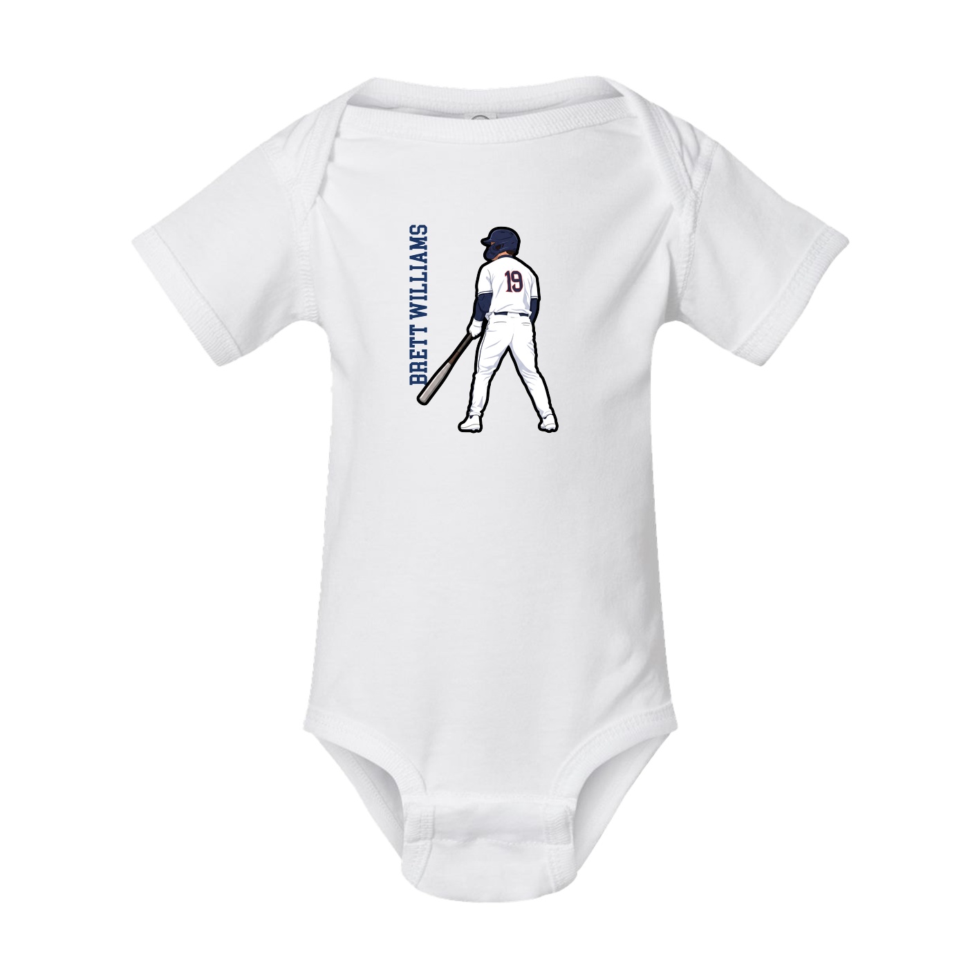 Baby Onesie — Name Vertical in White