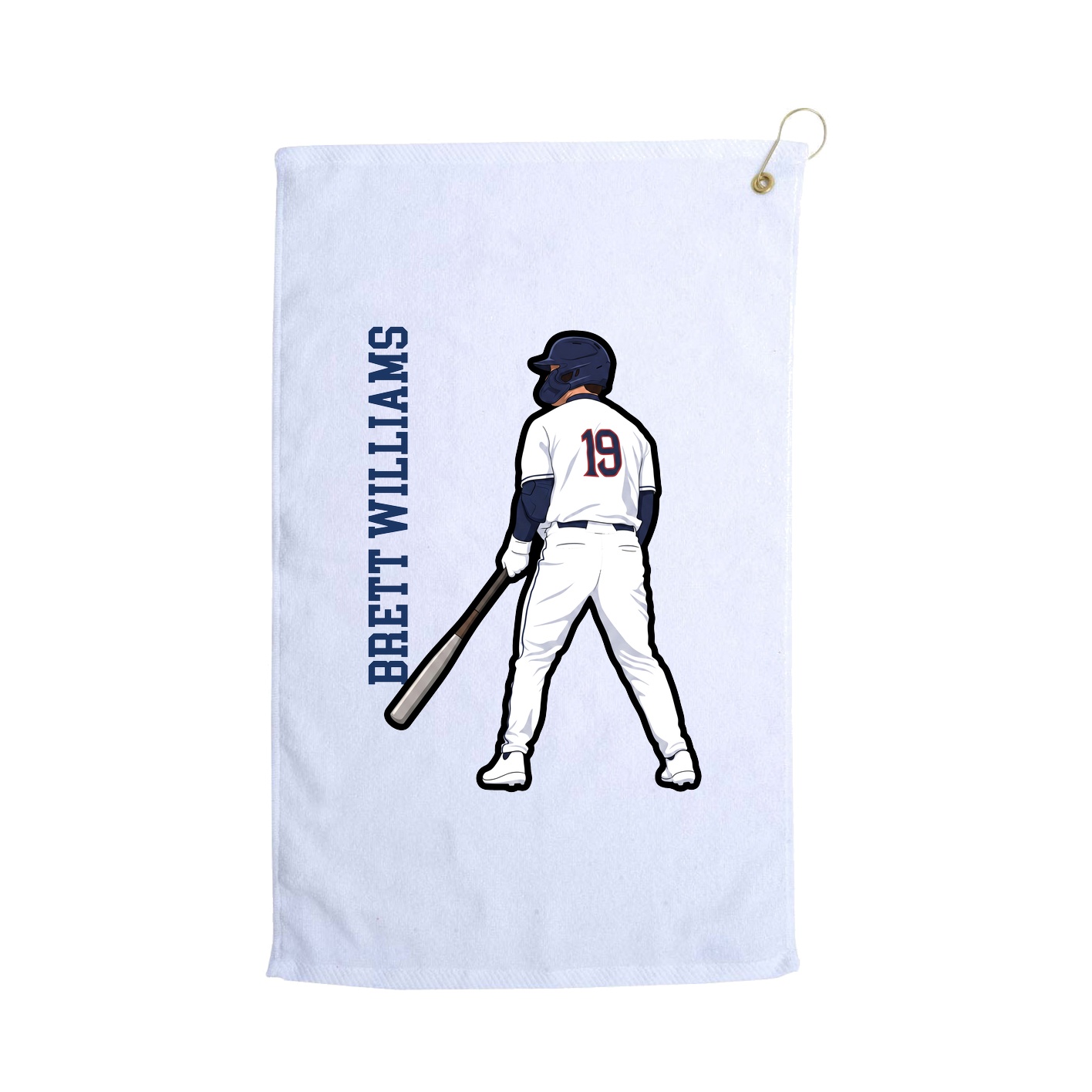 Golf Towel — Name Vertical in White