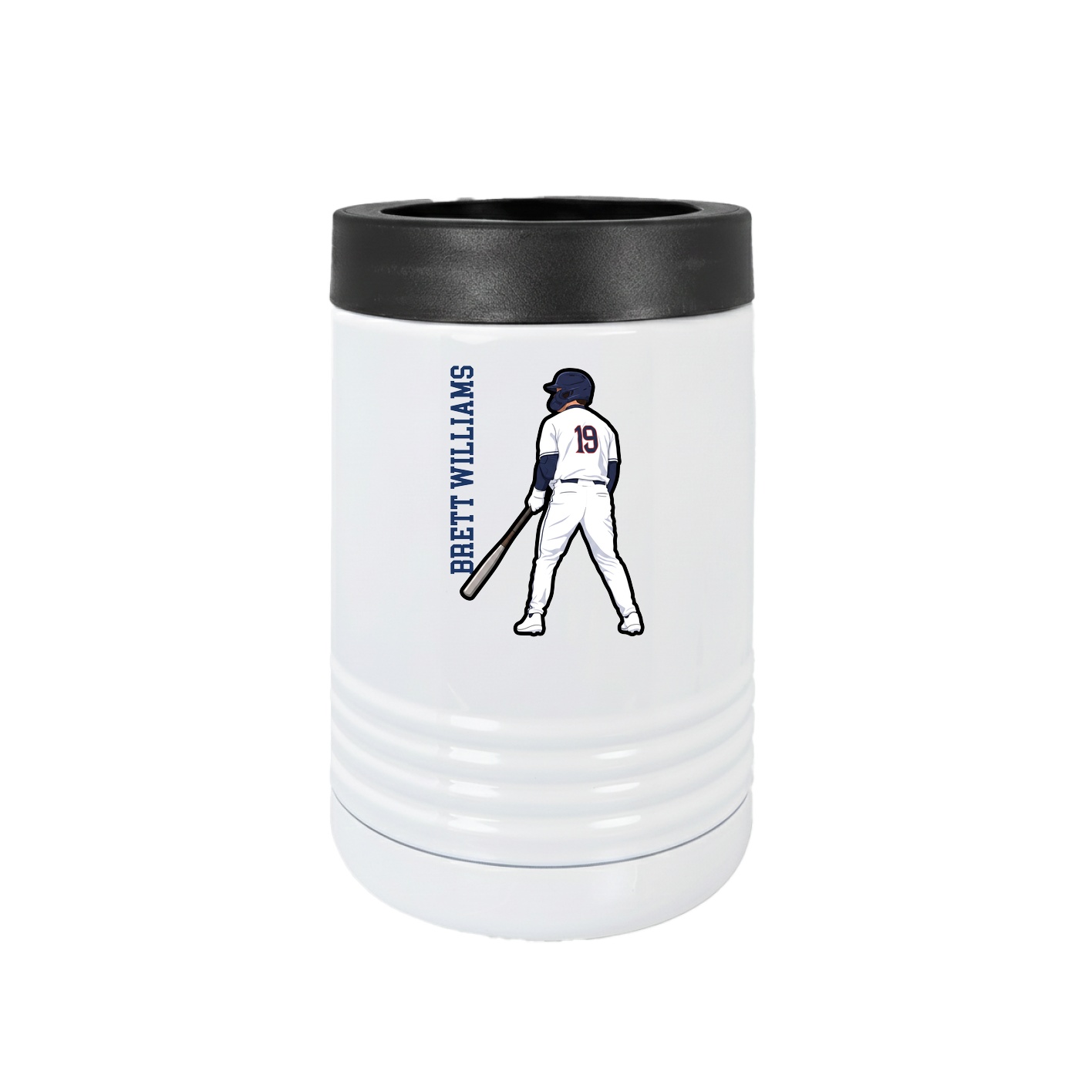 Beverage Holder — Name Vertical in White