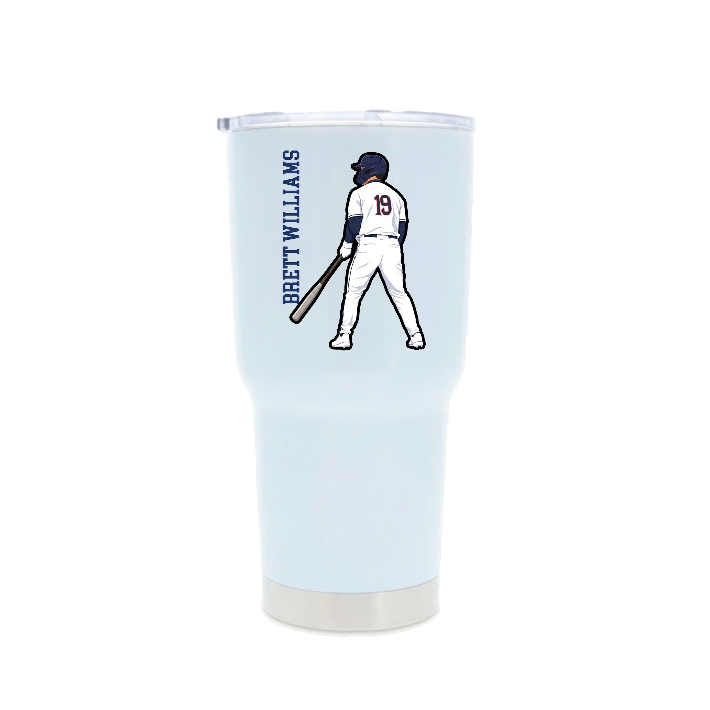 30oz Stainless Steel Tumbler — Name Vertical in White