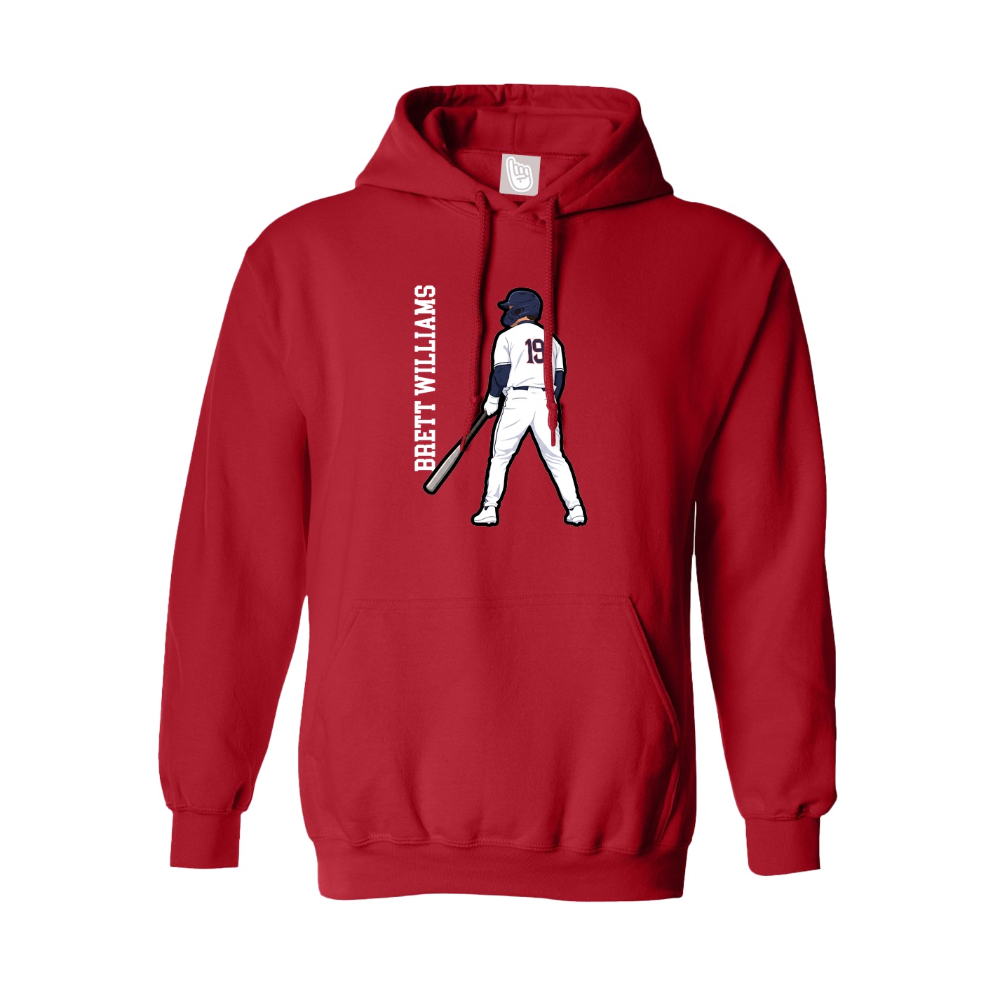 Hoodie — Name Vertical in Red