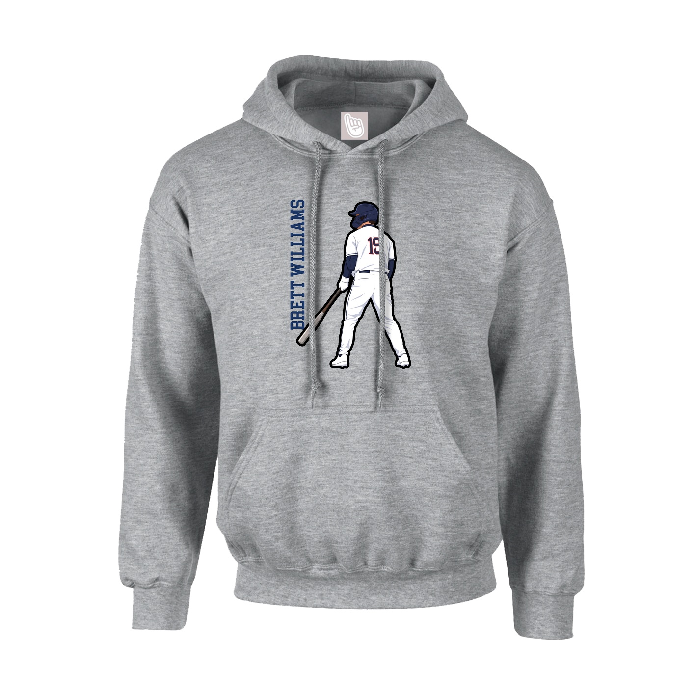Youth Hoodie — Name Vertical in Grey