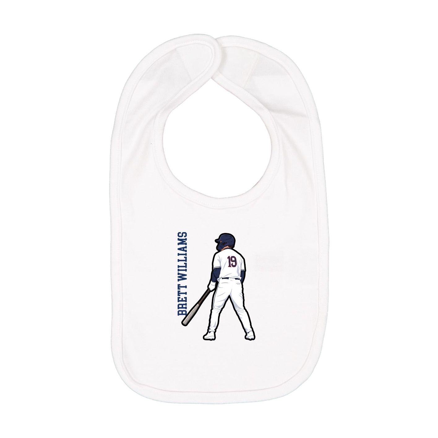 Infant Bib — Name Vertical in White