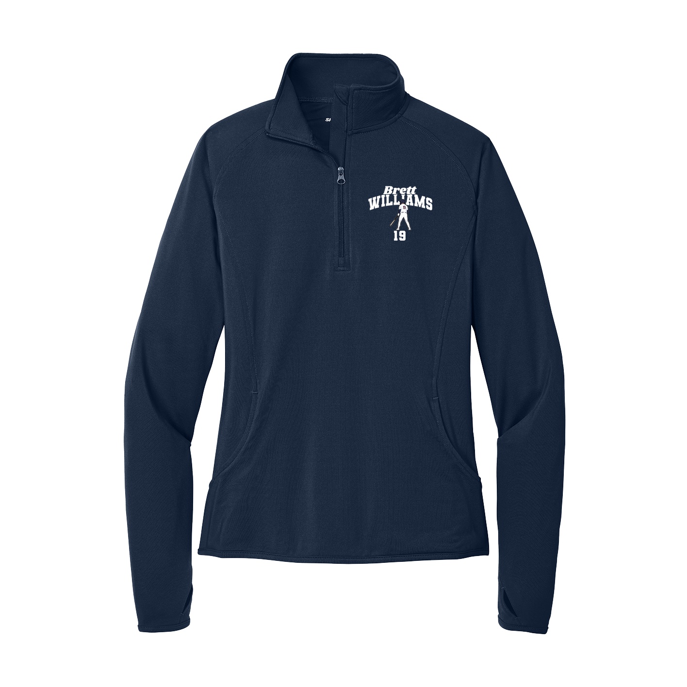 Women's Q-Zip Pullover — Signature Arch in Navy