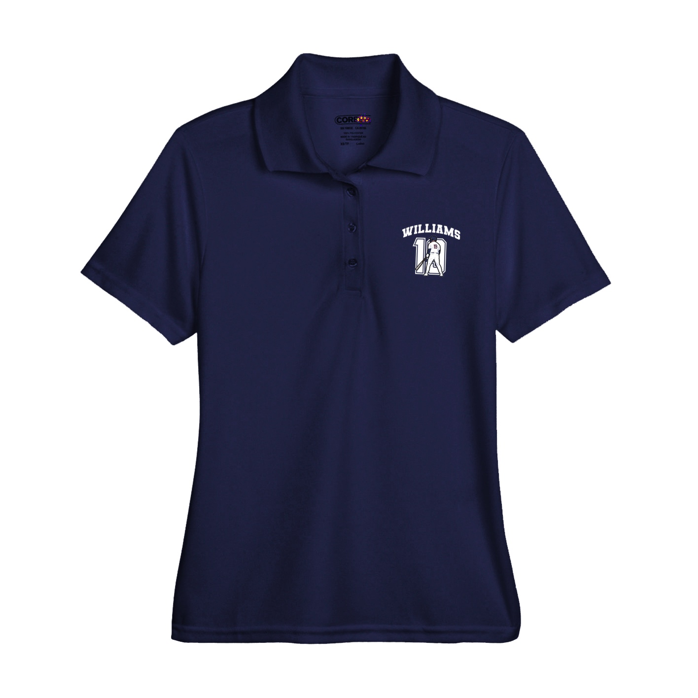 Womens Performance Polo — Number in Navy