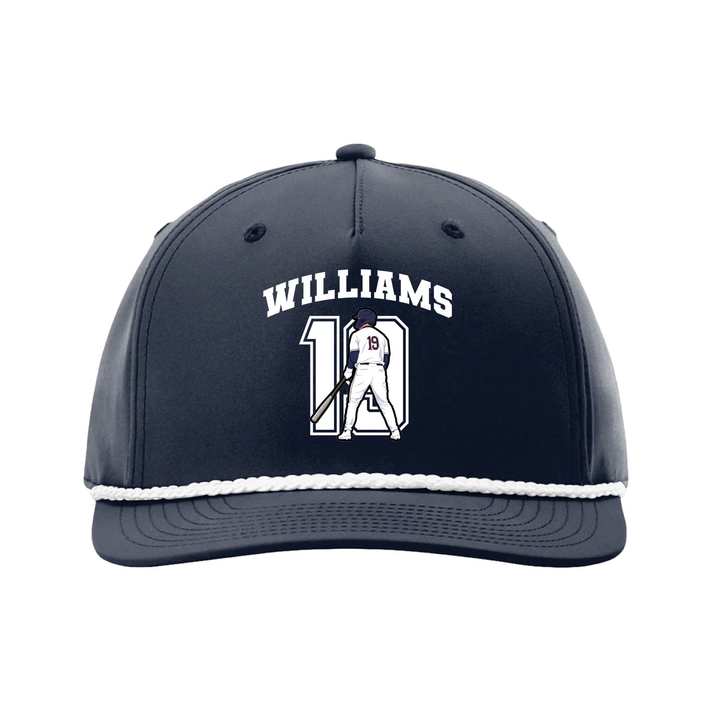 Five-Panel Classic Rope Cap — Number in Navy
