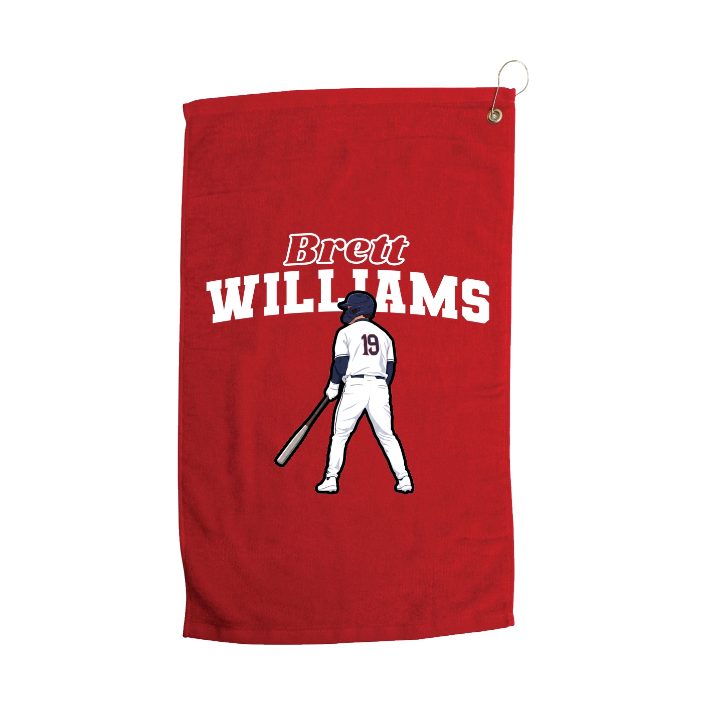 Golf Towel — Name Arch in Red