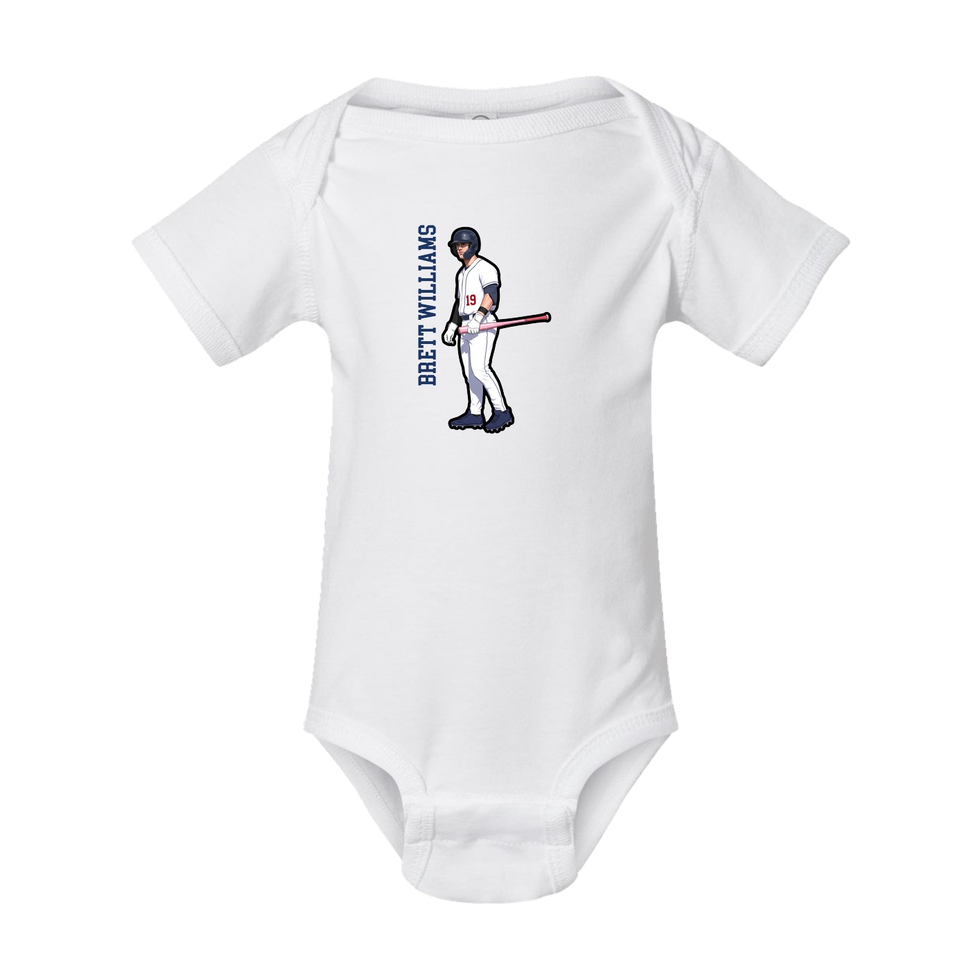 Baby Onesie — Name Vertical in White
