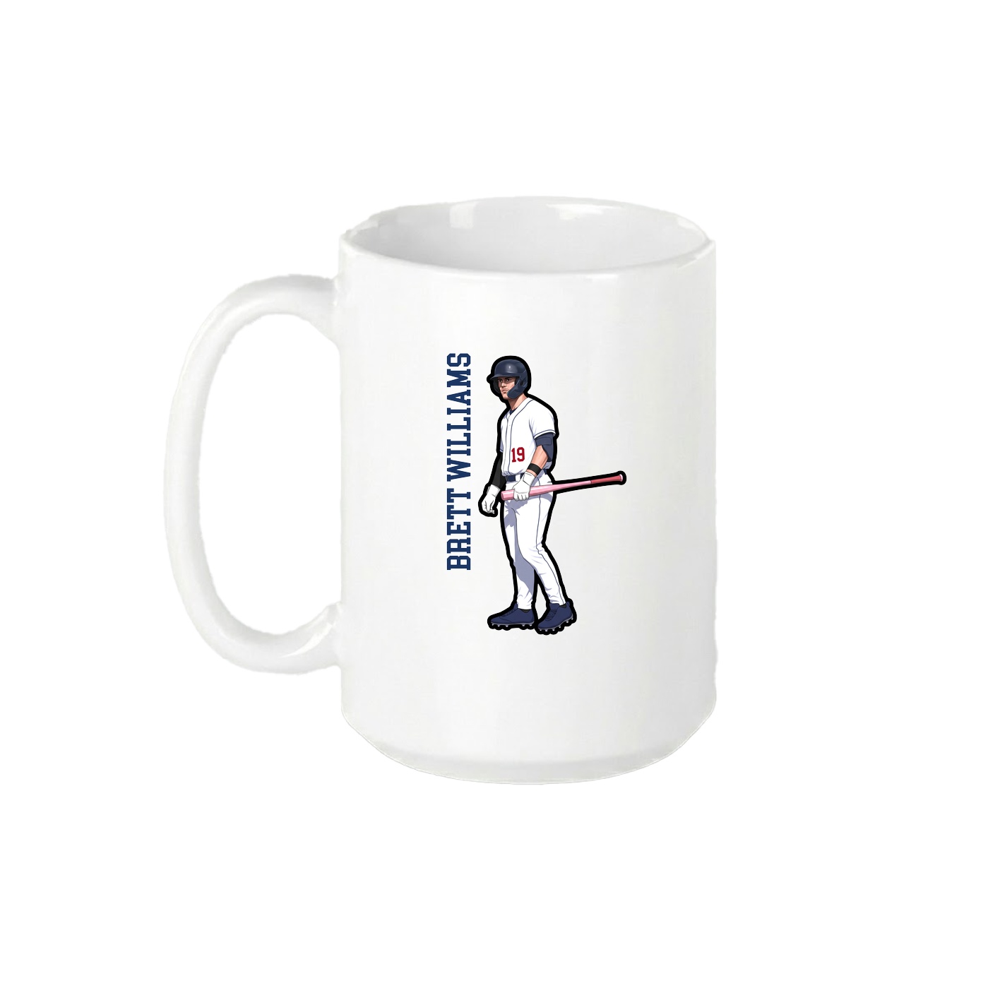 15oz Coffee Mug — Name Vertical in White