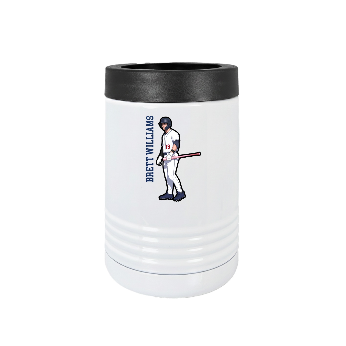 Beverage Holder — Name Vertical in White