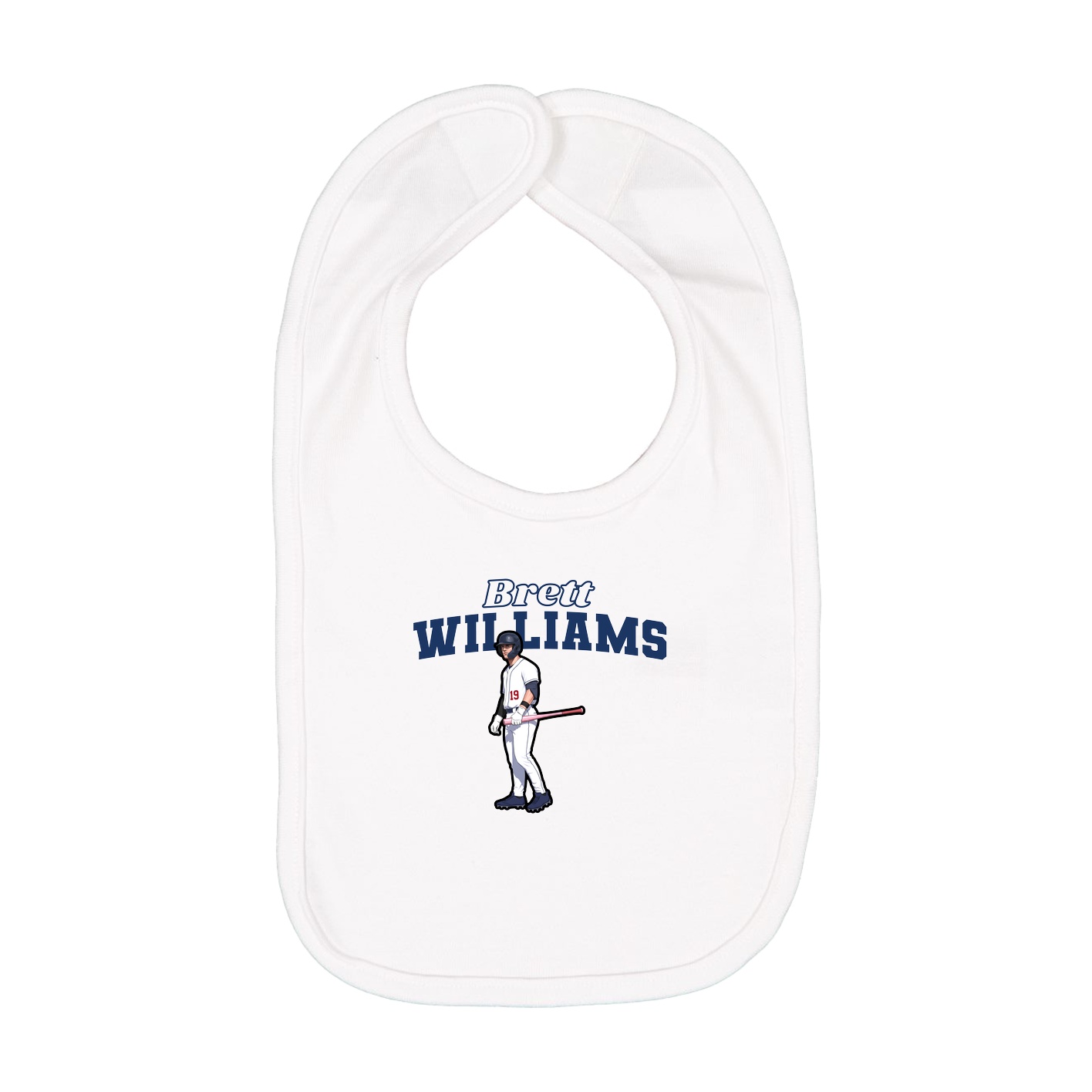 Infant Bib — Name Arch in White