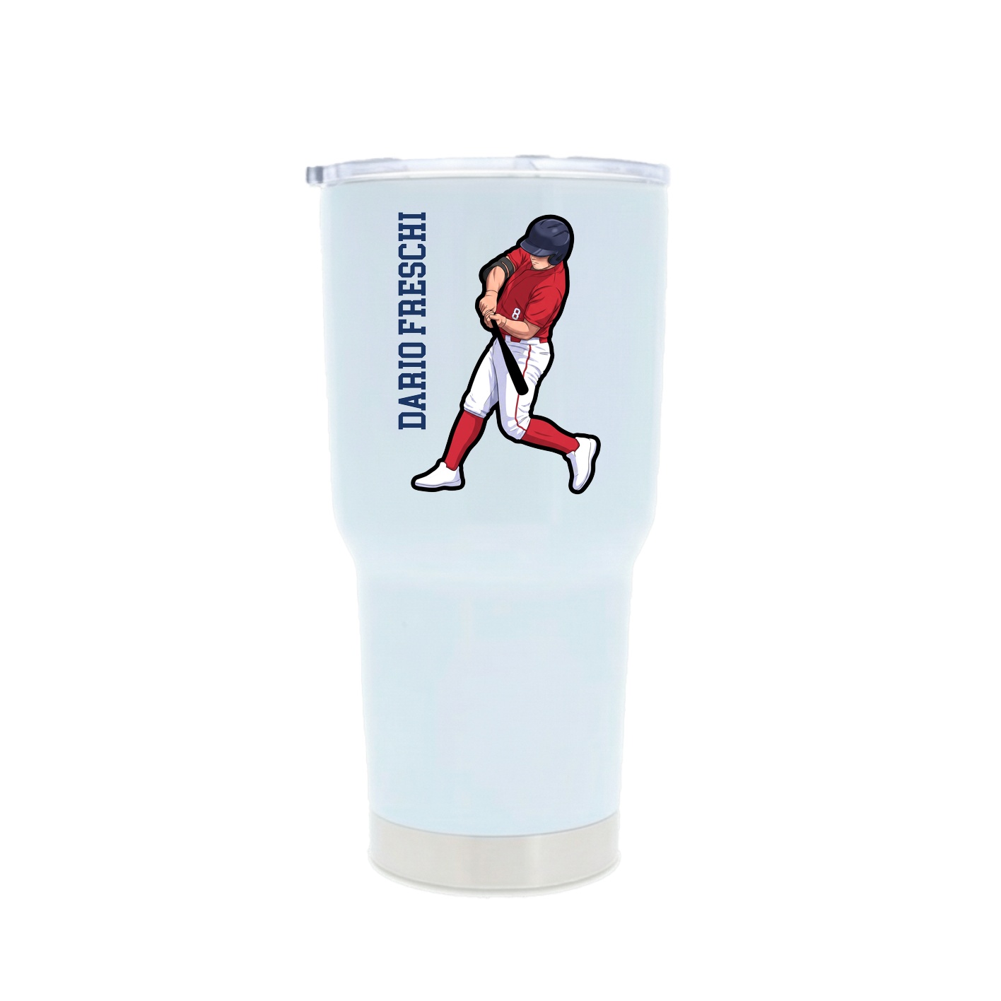 30oz Stainless Steel Tumbler — Name Vertical in White