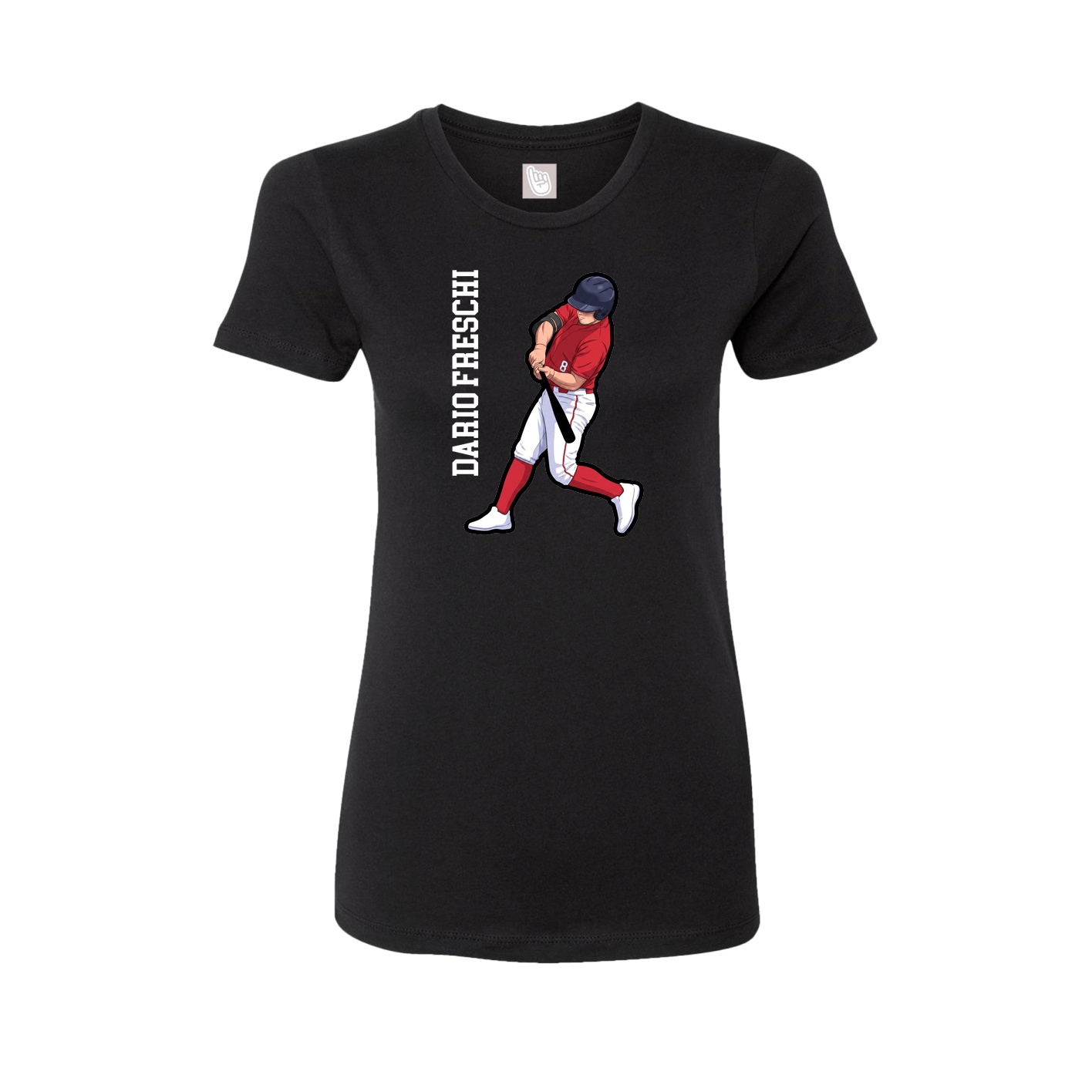 Fitted Women's Tee — Name Vertical in Black