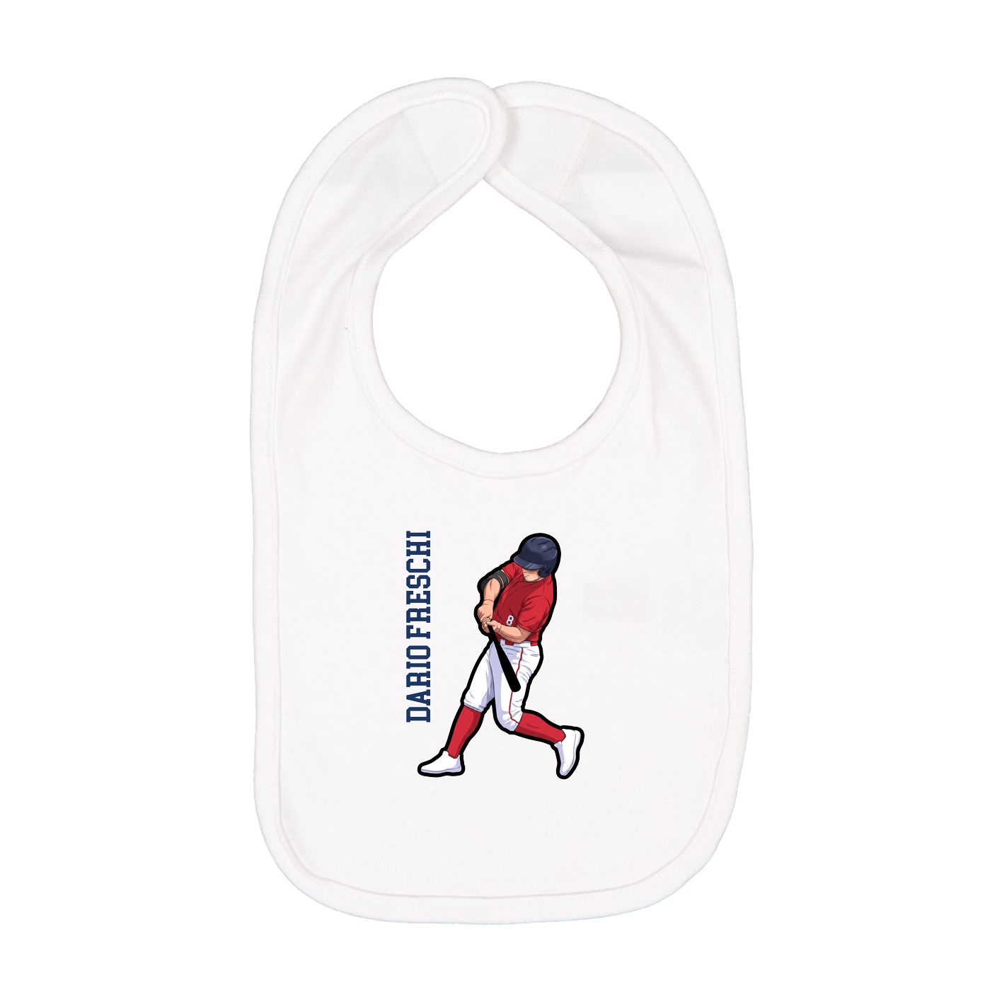 Infant Bib — Name Vertical in White