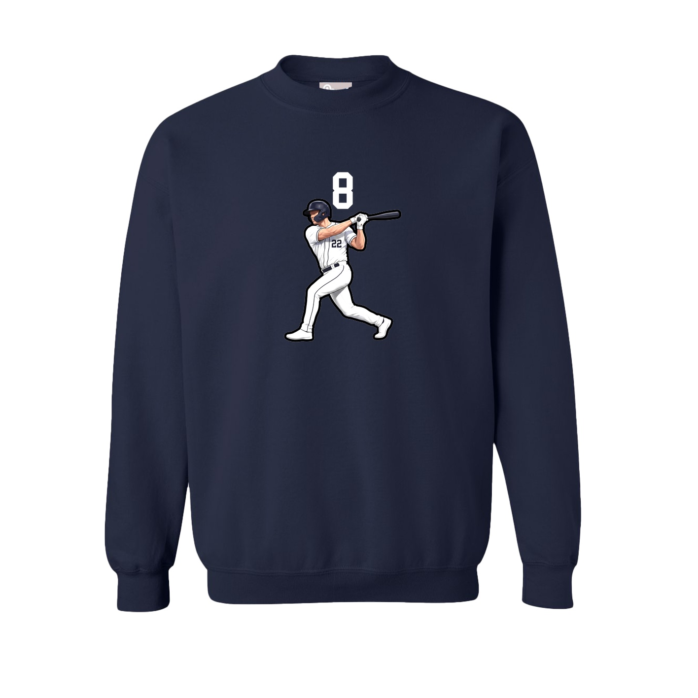 Fleece Crew — Number Top in Navy
