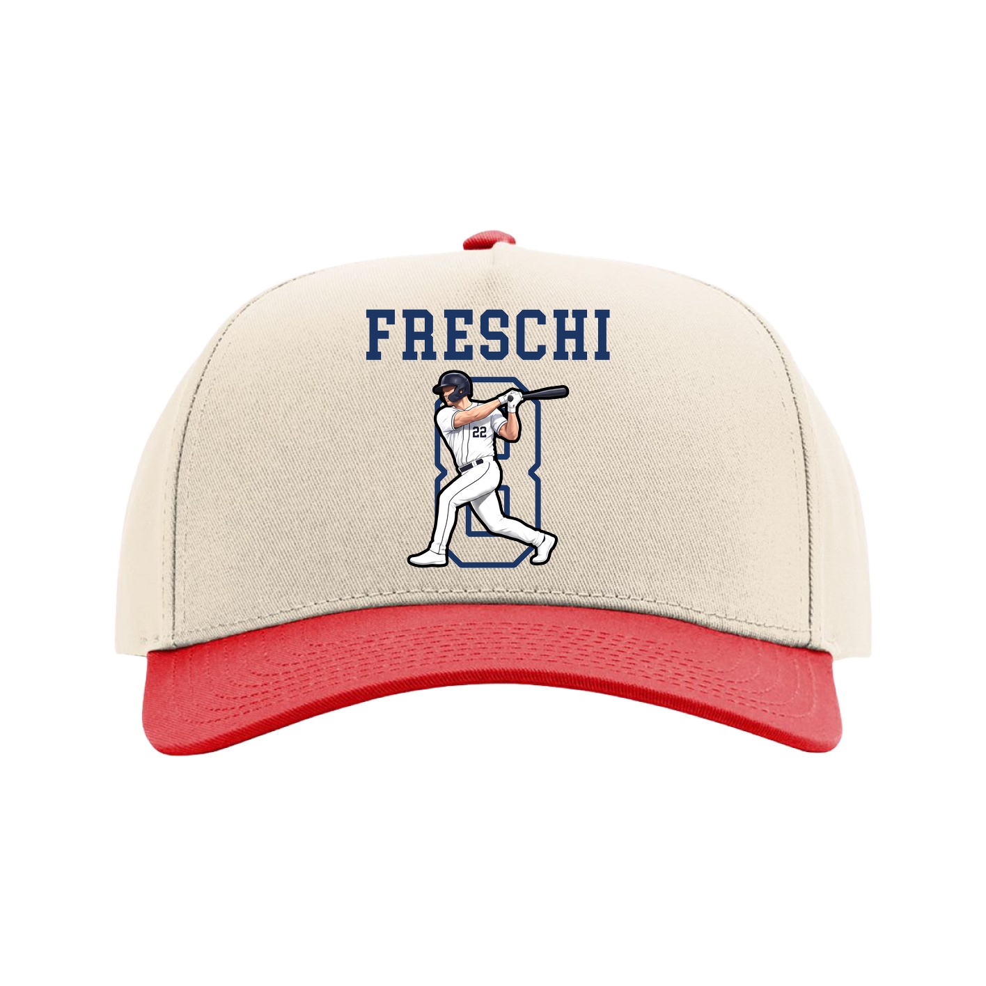 Full Fabric Five-Panel Champ Cap — Shirsey in Cream/Red