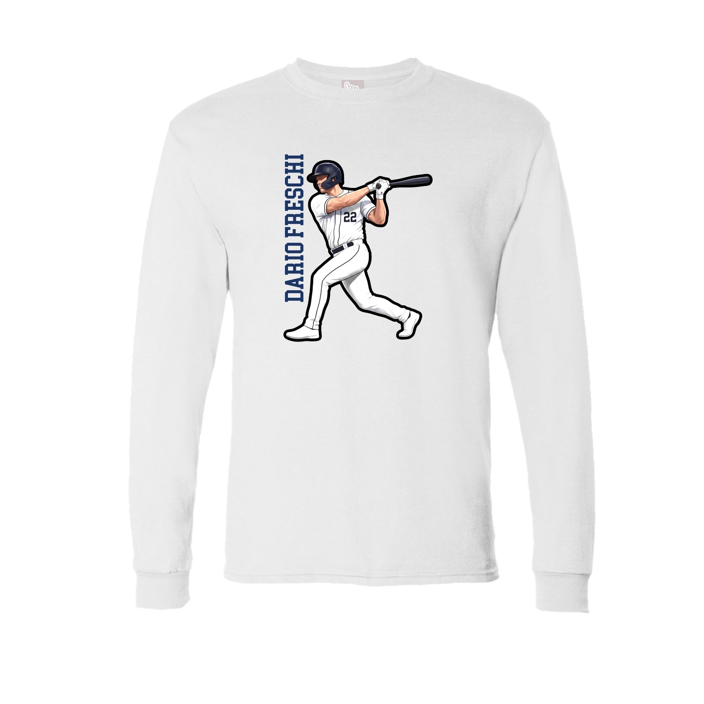 Long Sleeve Tee — Name Vertical in White