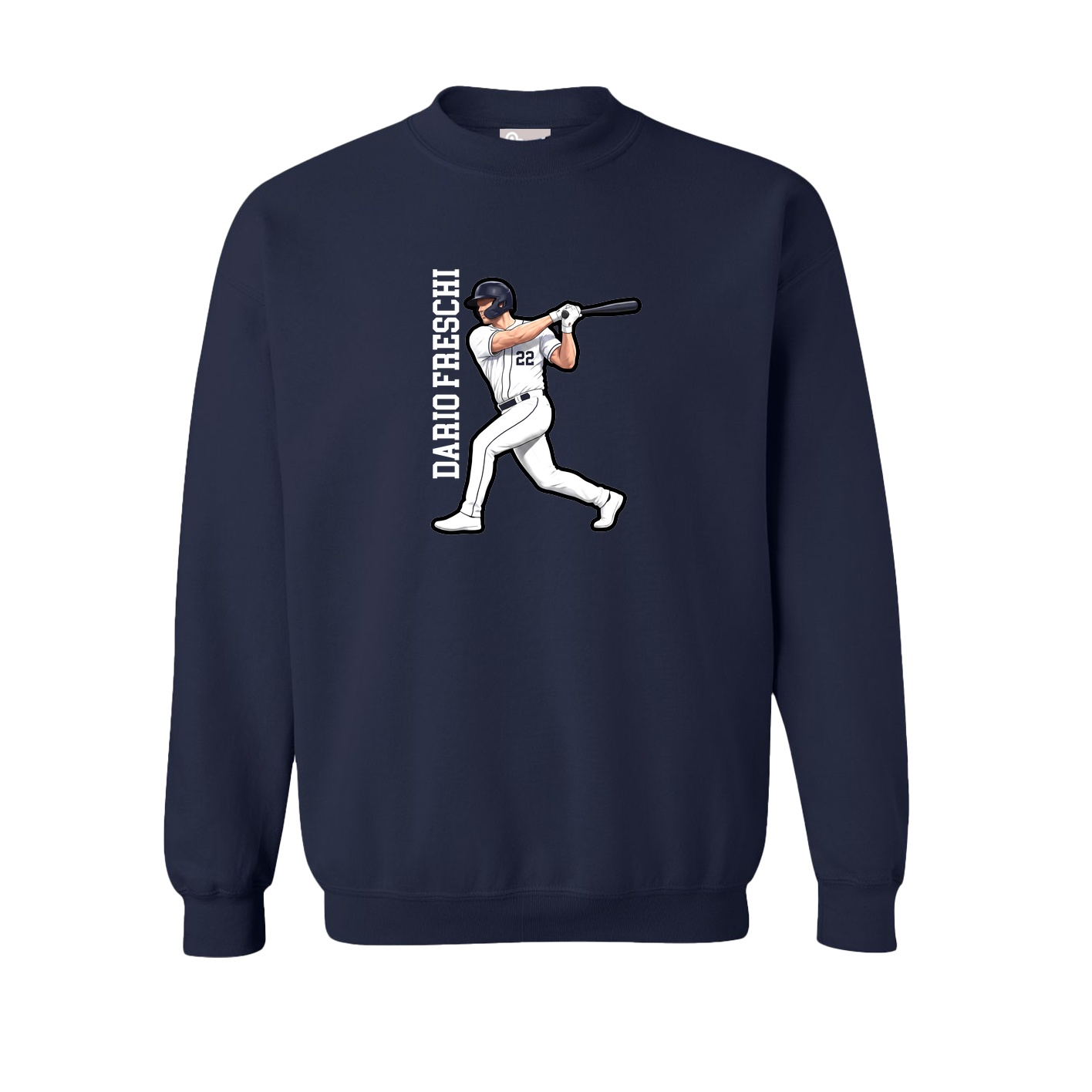Fleece Crew — Name Vertical in Navy