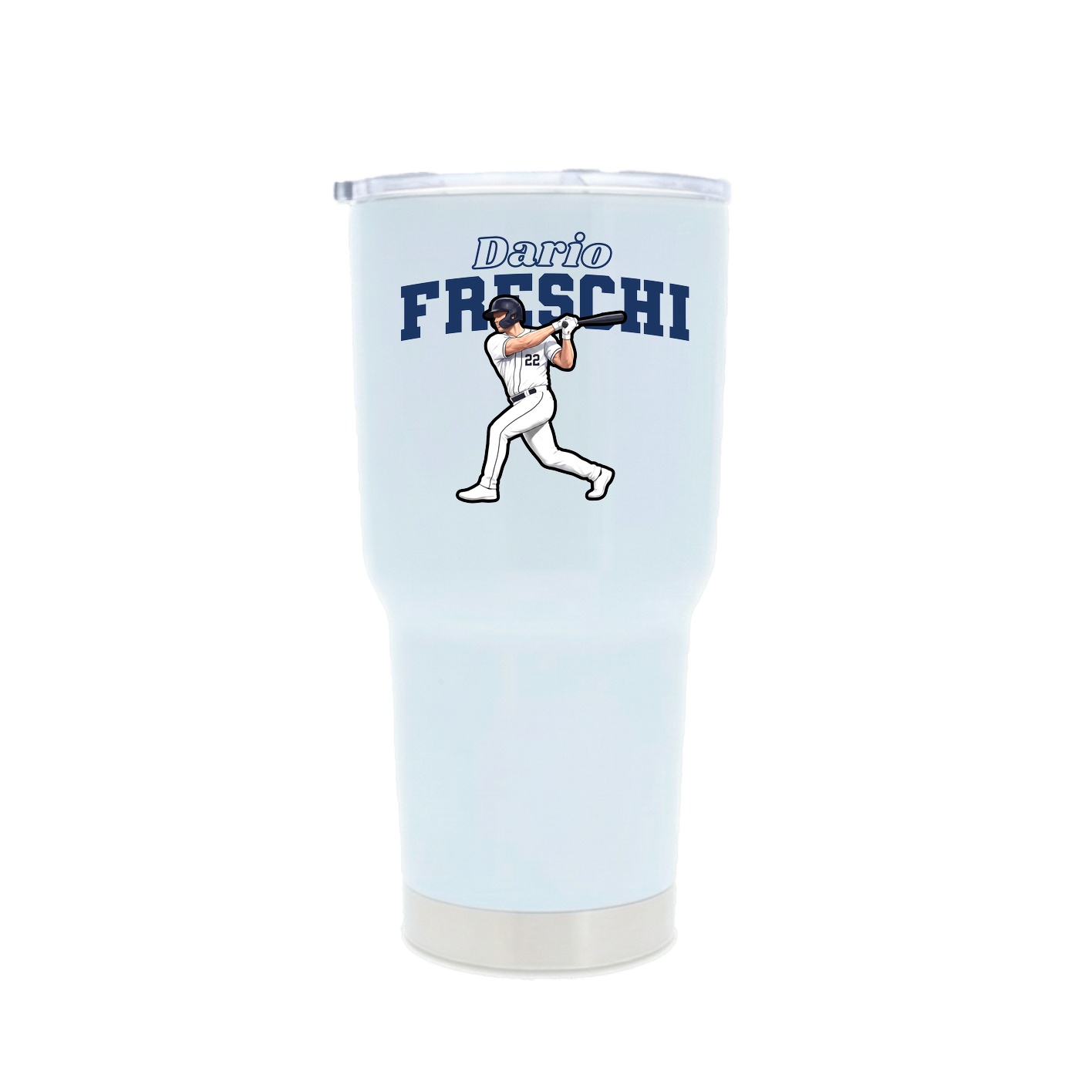 30oz Stainless Steel Tumbler — Name Arch in White