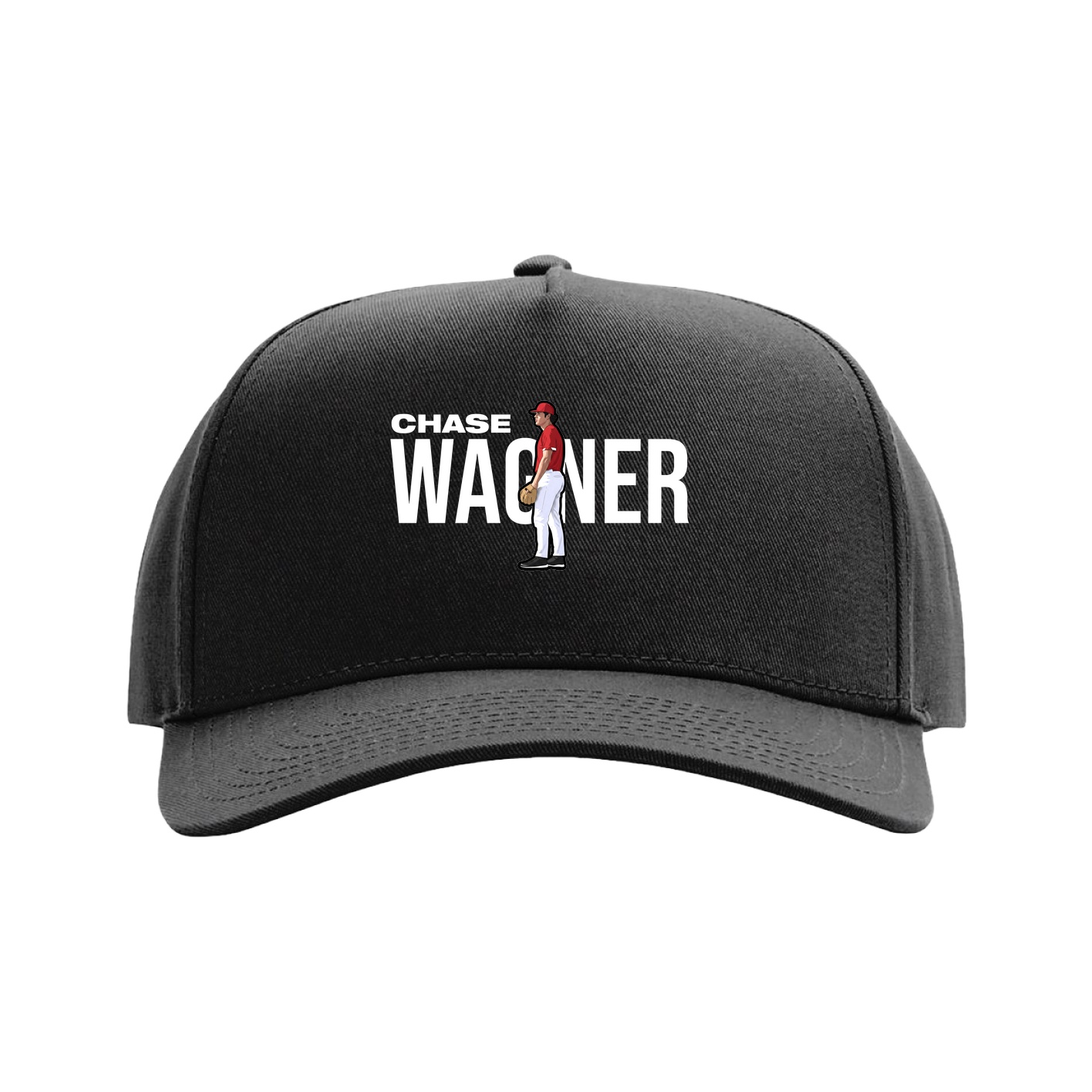 Full Fabric Five-Panel Champ Cap — Player Name in Black