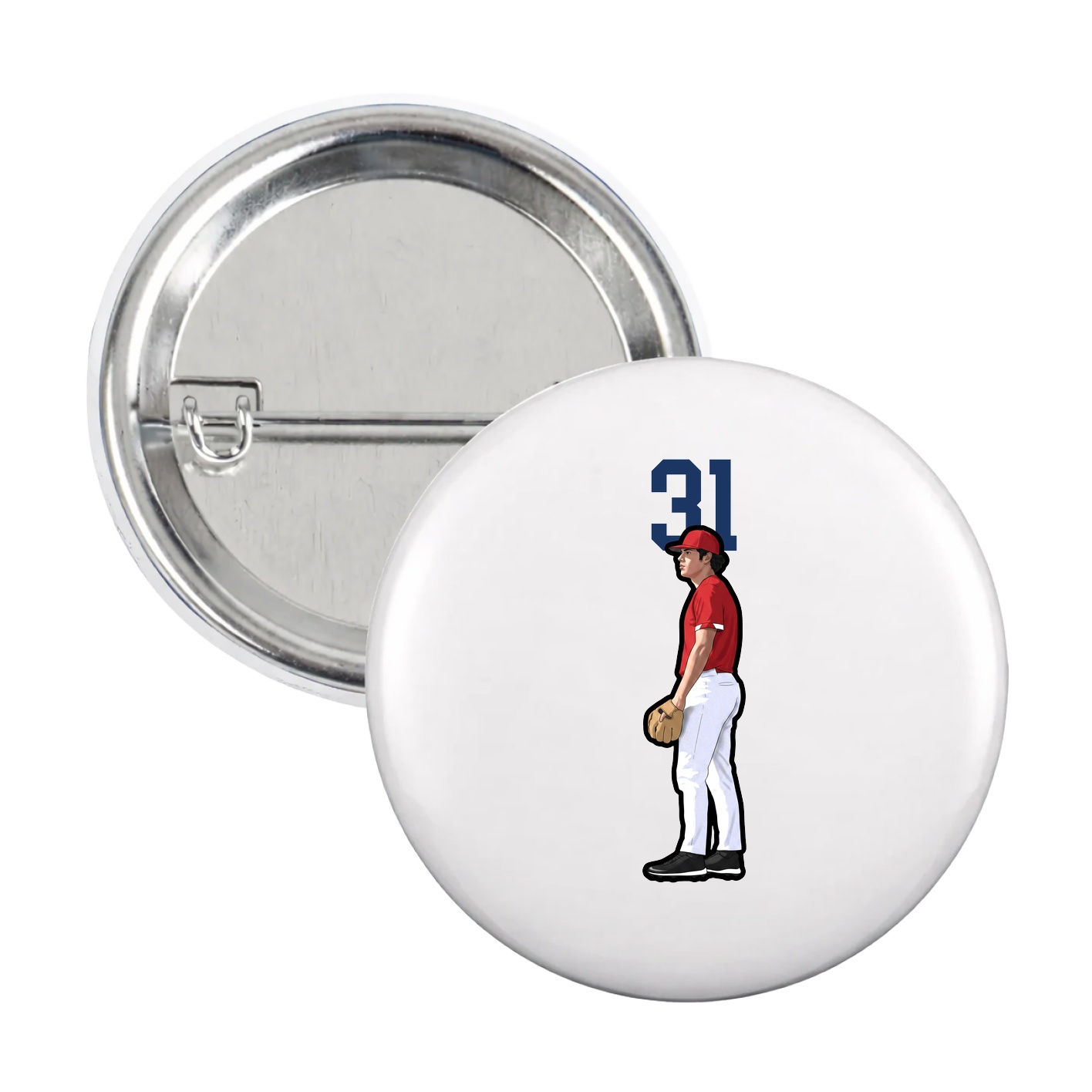 Game Day Button — Number Top in White