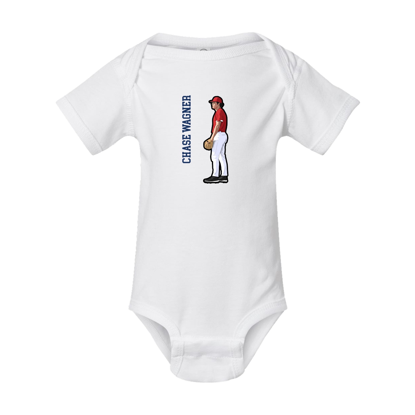 Baby Onesie — Name Vertical in White