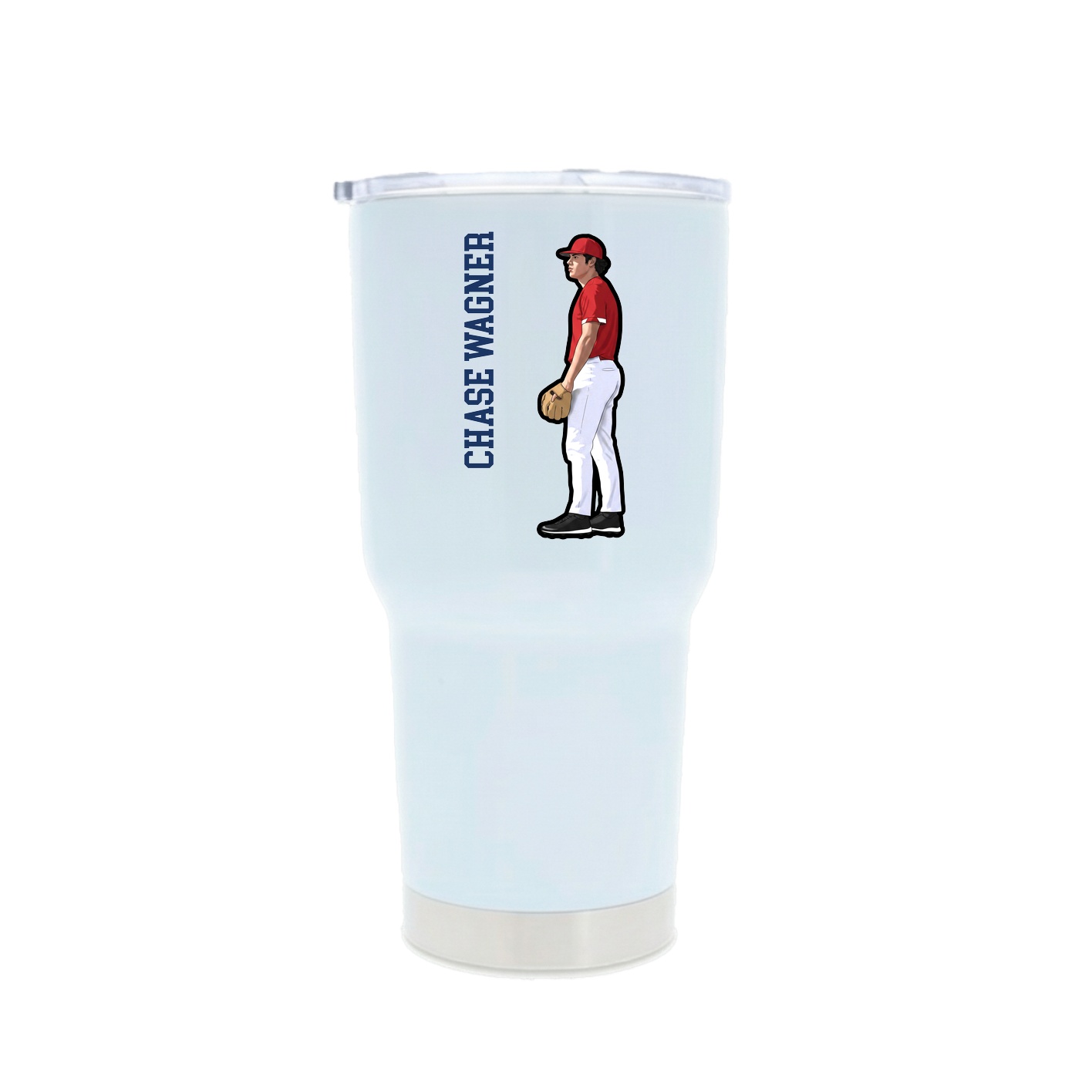 30oz Stainless Steel Tumbler — Name Vertical in White