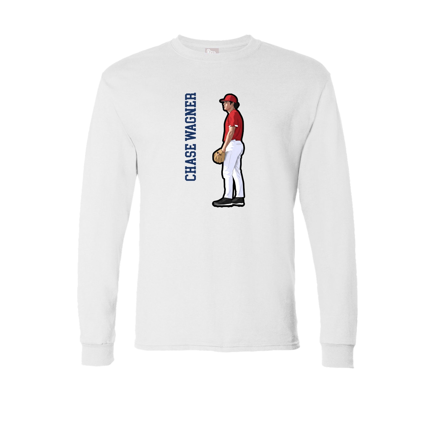 Long Sleeve Tee — Name Vertical in White