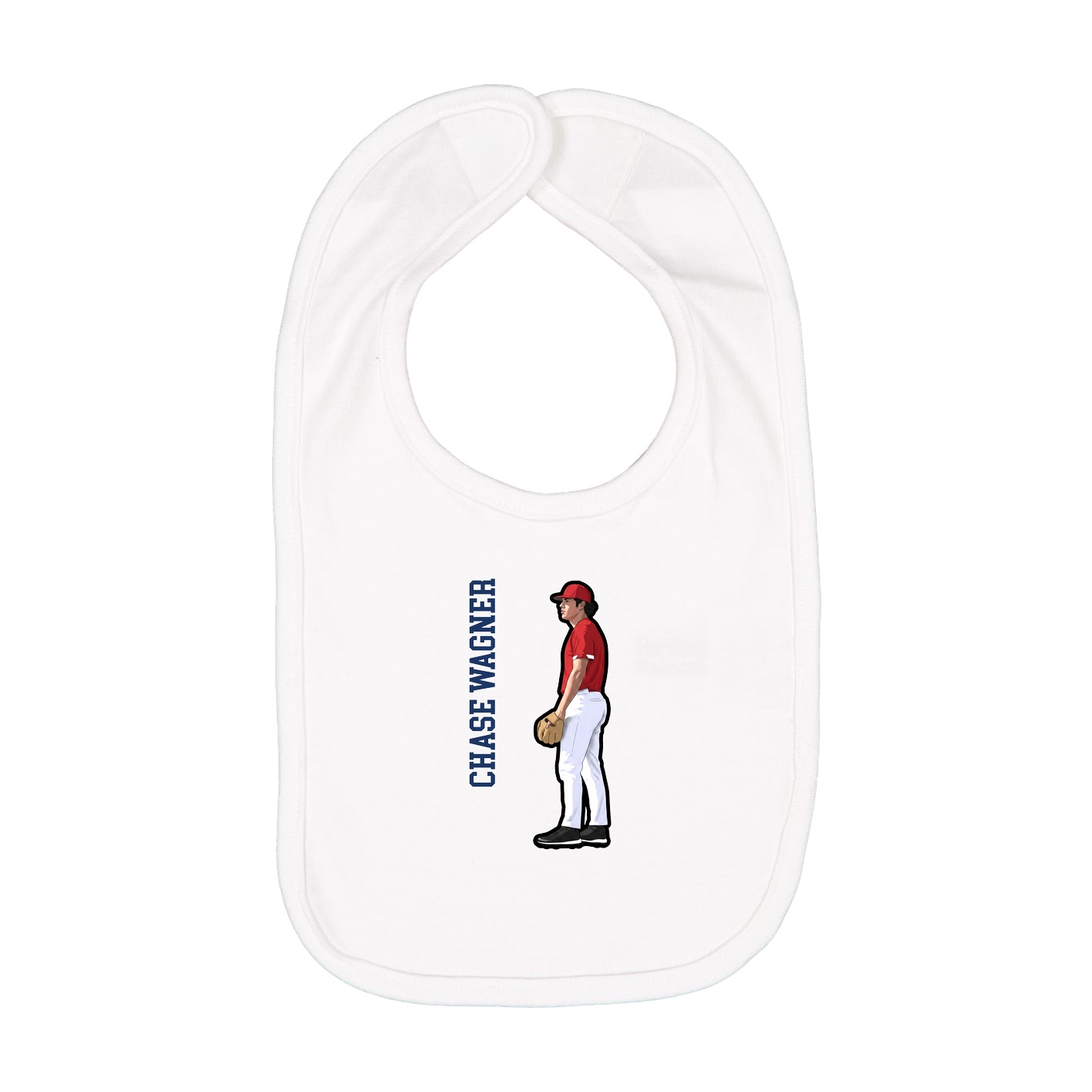 Infant Bib — Name Vertical in White