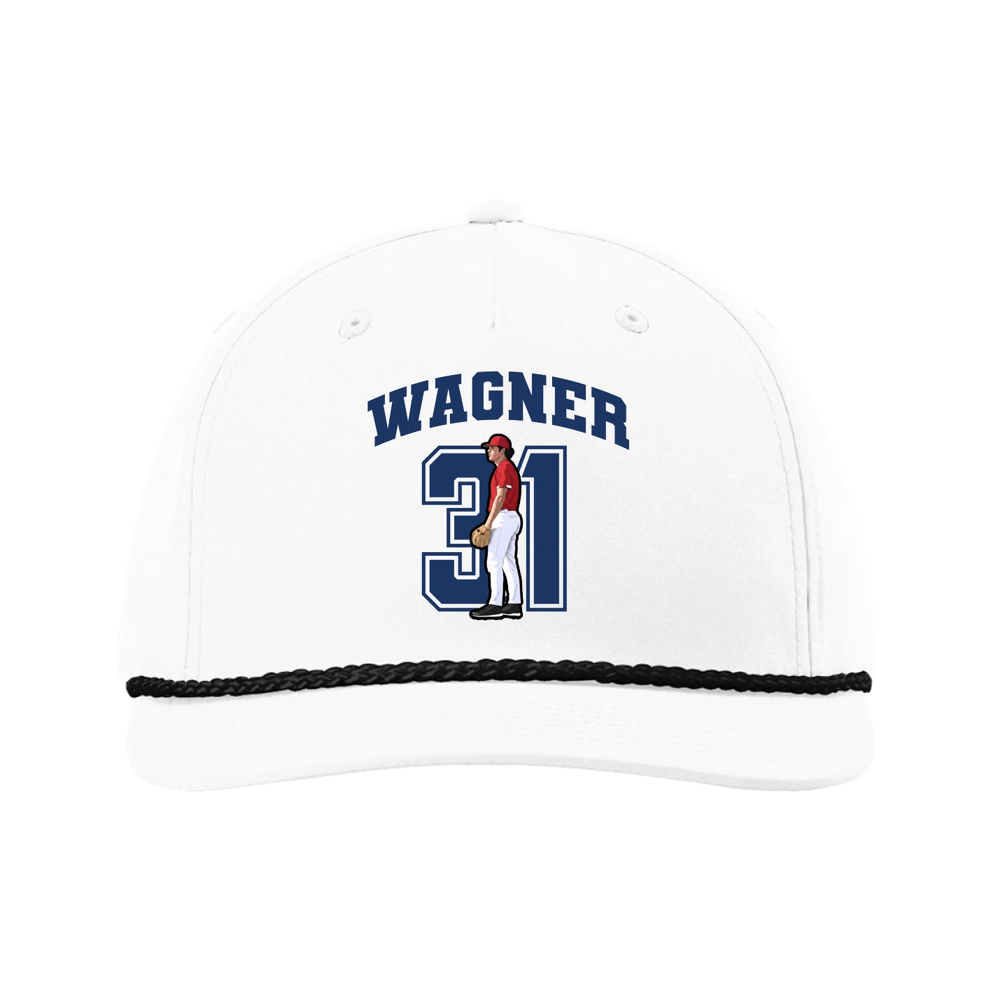 Five-Panel Classic Rope Cap — Number in White