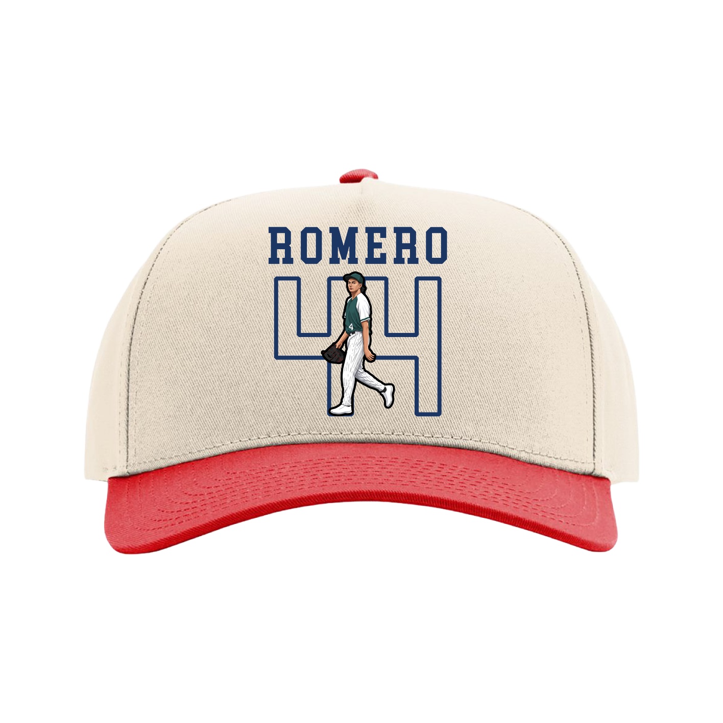 Full Fabric Five-Panel Champ Cap — Shirsey in Cream/Red