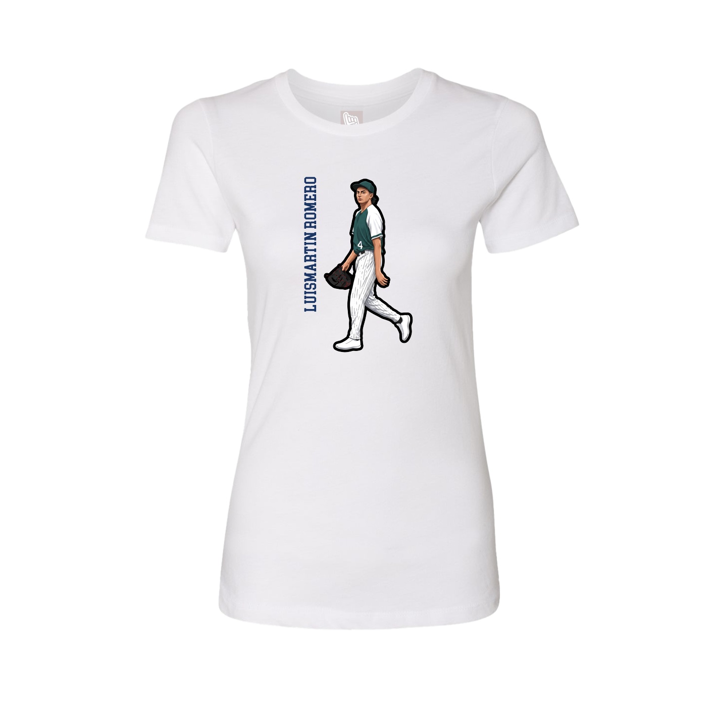 Fitted Women's Tee — Name Vertical in White
