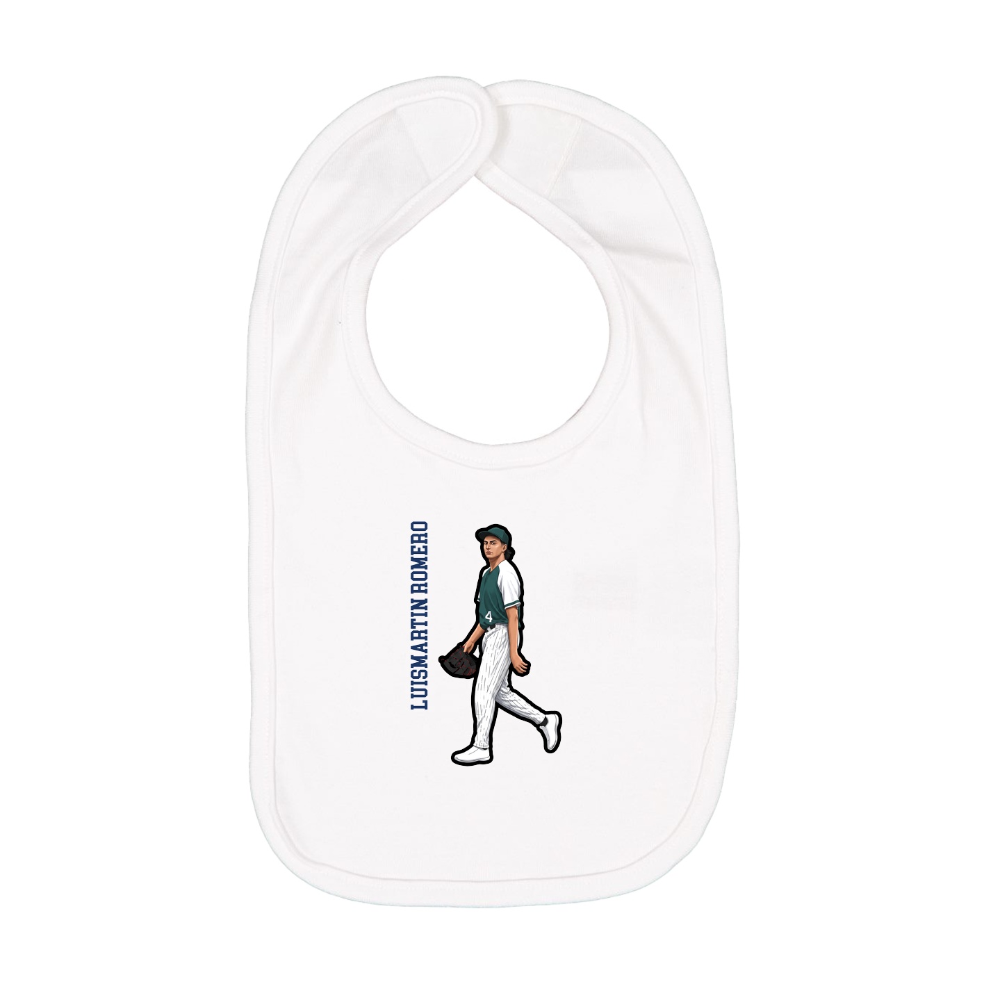 Infant Bib — Name Vertical in White